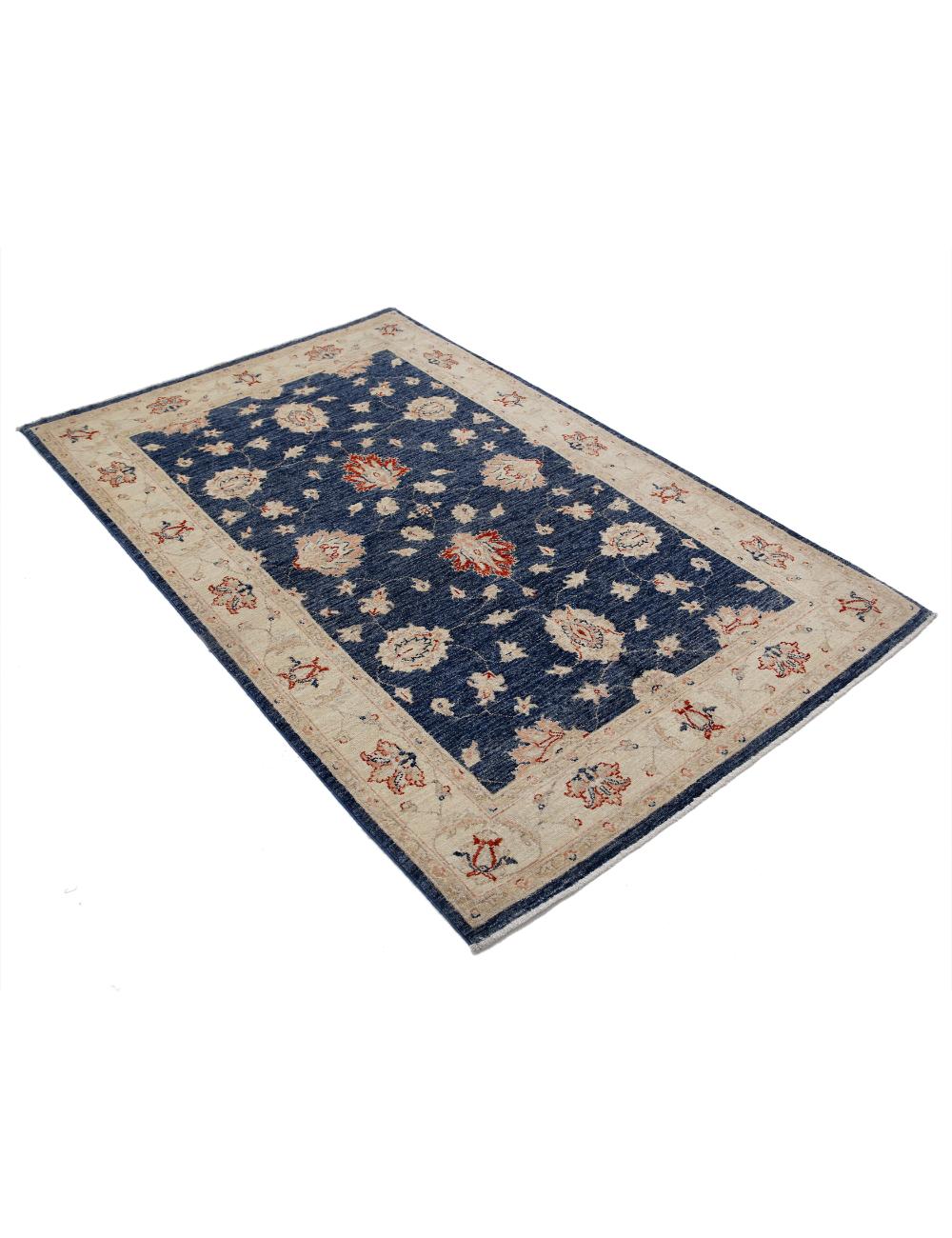 Ziegler 3' 11" X 6' 2" Hand-Knotted Wool Rug 3' 11" X 6' 2" (119 X 188) / Blue / Ivory