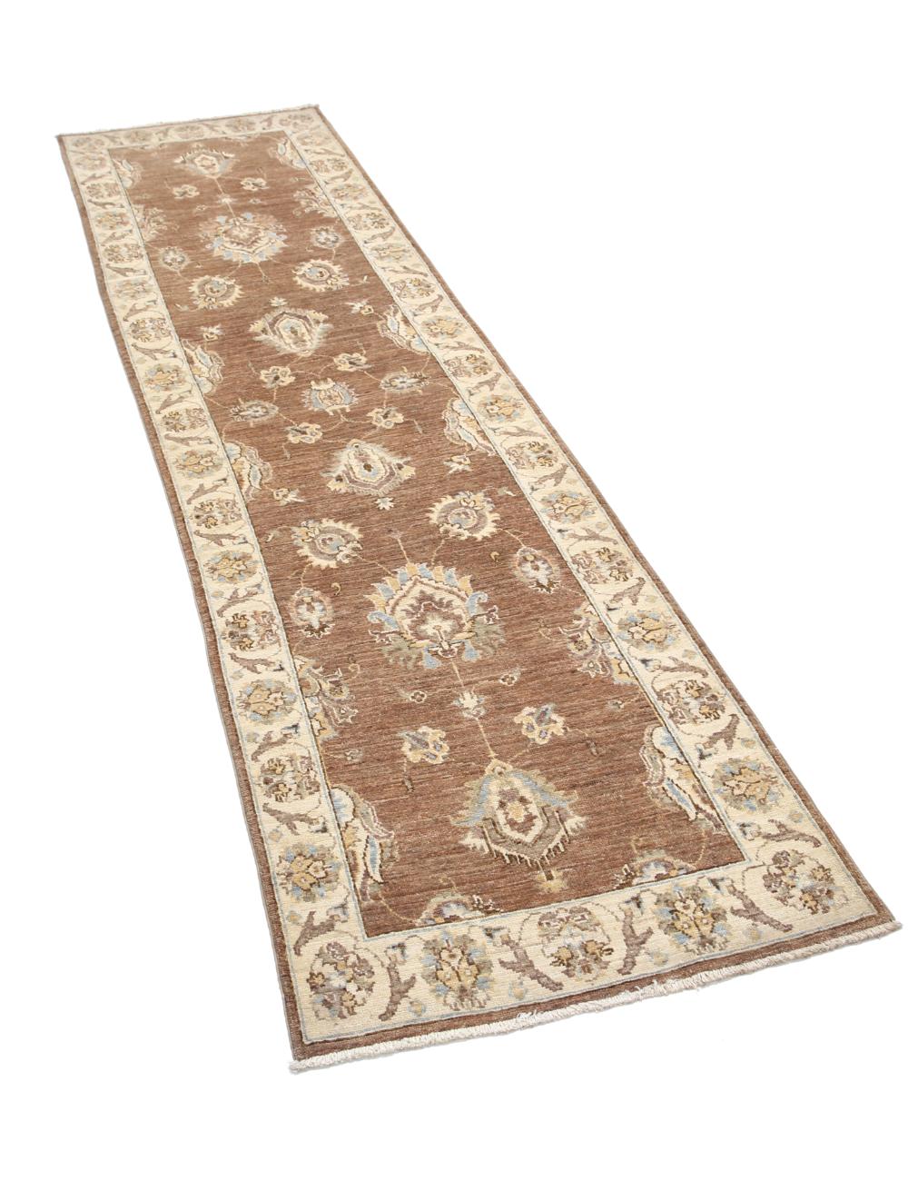 Ziegler 2' 4" X 8' 6" Hand-Knotted Wool Rug 2' 4" X 8' 6" (71 X 259) / Brown / Ivory