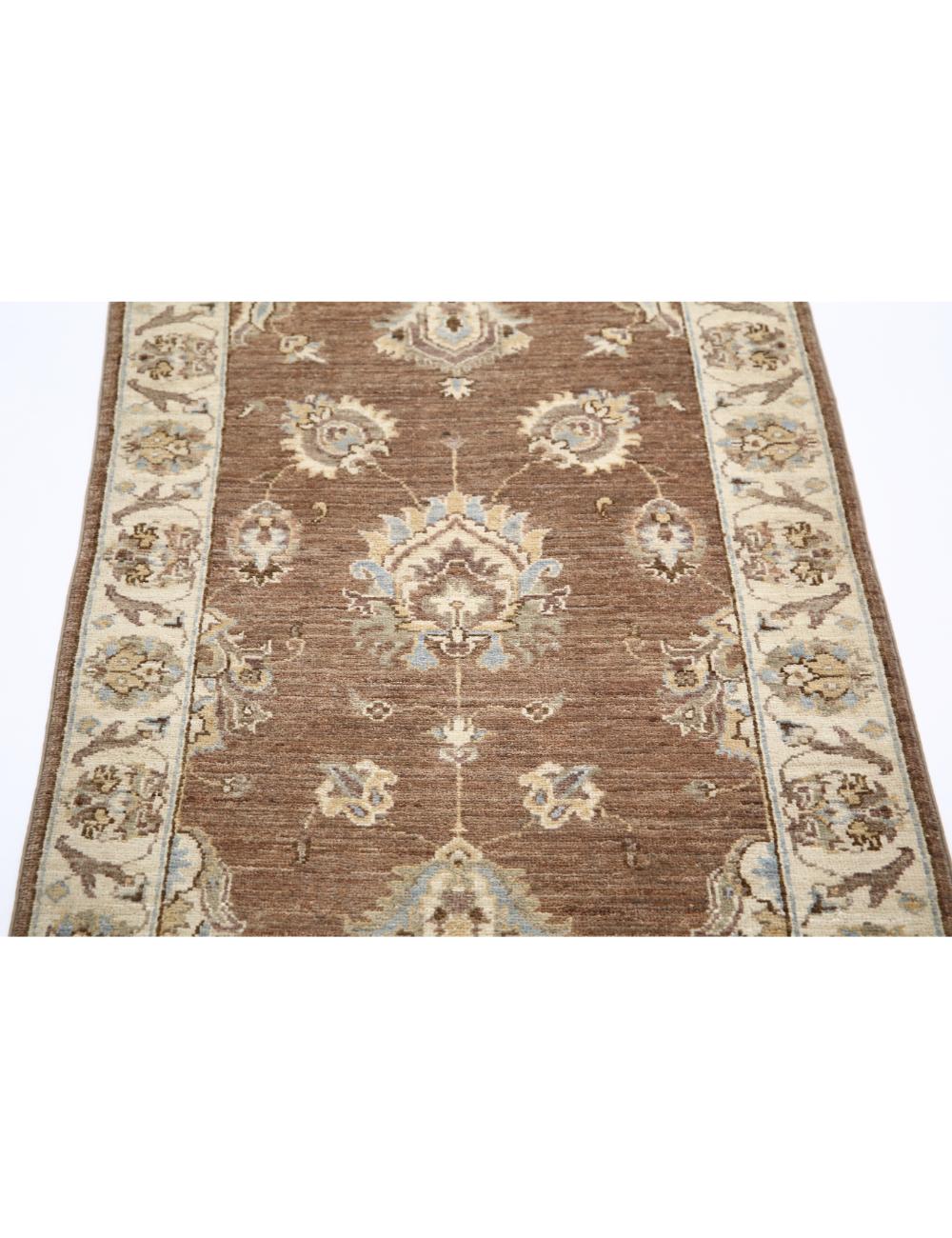 Ziegler 2' 4" X 8' 6" Hand-Knotted Wool Rug 2' 4" X 8' 6" (71 X 259) / Brown / Ivory