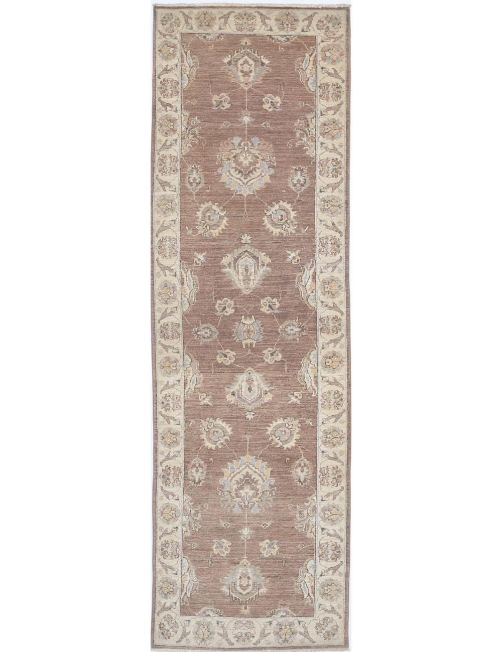 Ziegler 2' 4" X 8' 6" Hand-Knotted Wool Rug 2' 4" X 8' 6" (71 X 259) / Brown / Ivory