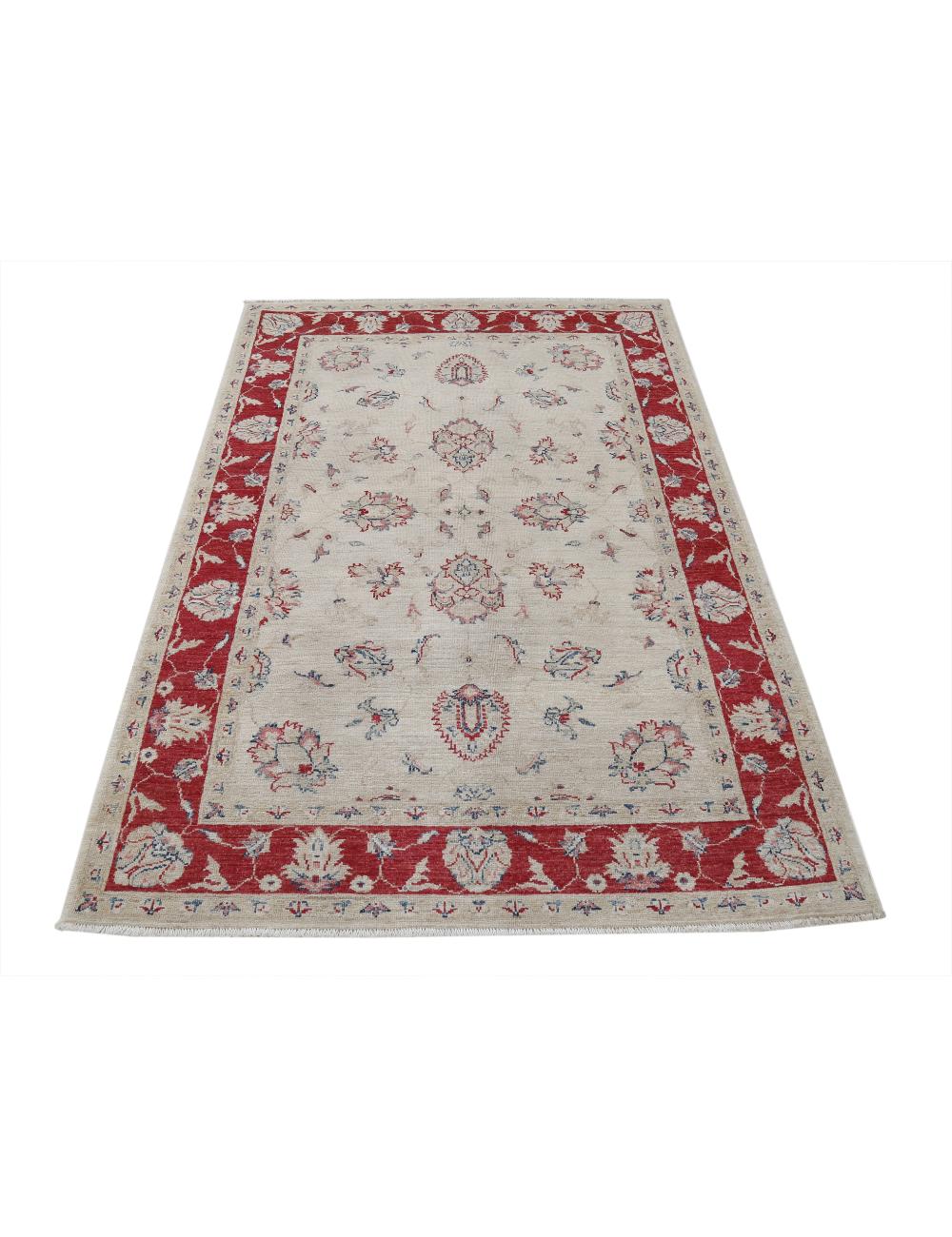 Ziegler 3' 11" X 5' 9" Hand-Knotted Wool Rug 3' 11" X 5' 9" (119 X 175) / Ivory / Red