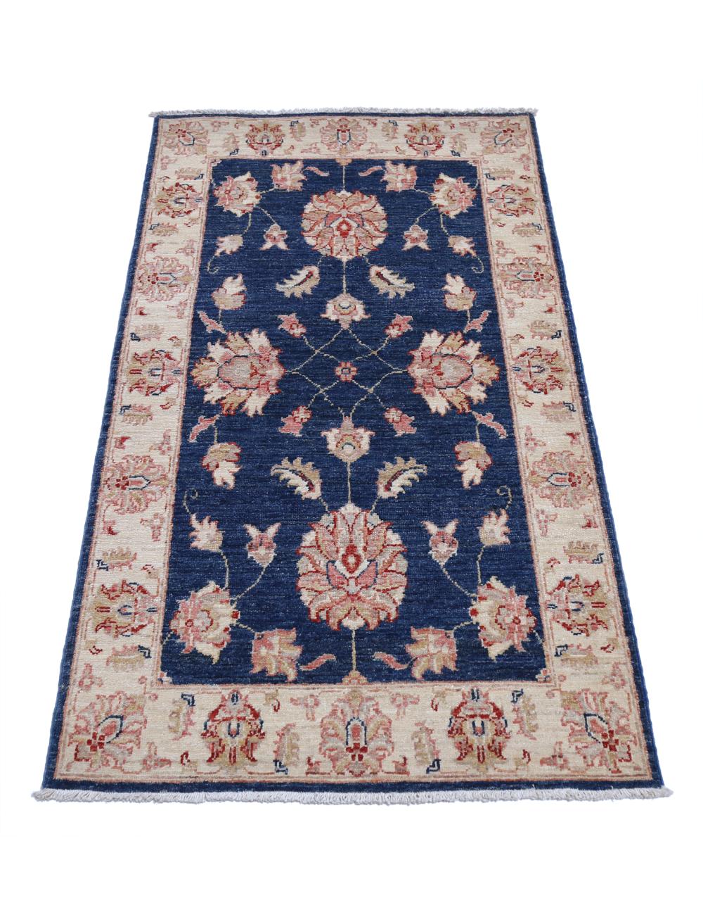 Ziegler 2' 7" X 4' 4" Hand-Knotted Wool Rug 2' 7" X 4' 4" (79 X 132) / Blue / Ivory