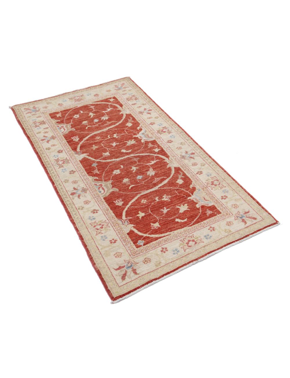 Ziegler 2' 8" X 4' 7" Hand-Knotted Wool Rug 2' 8" X 4' 7" (81 X 140) / Red / Ivory