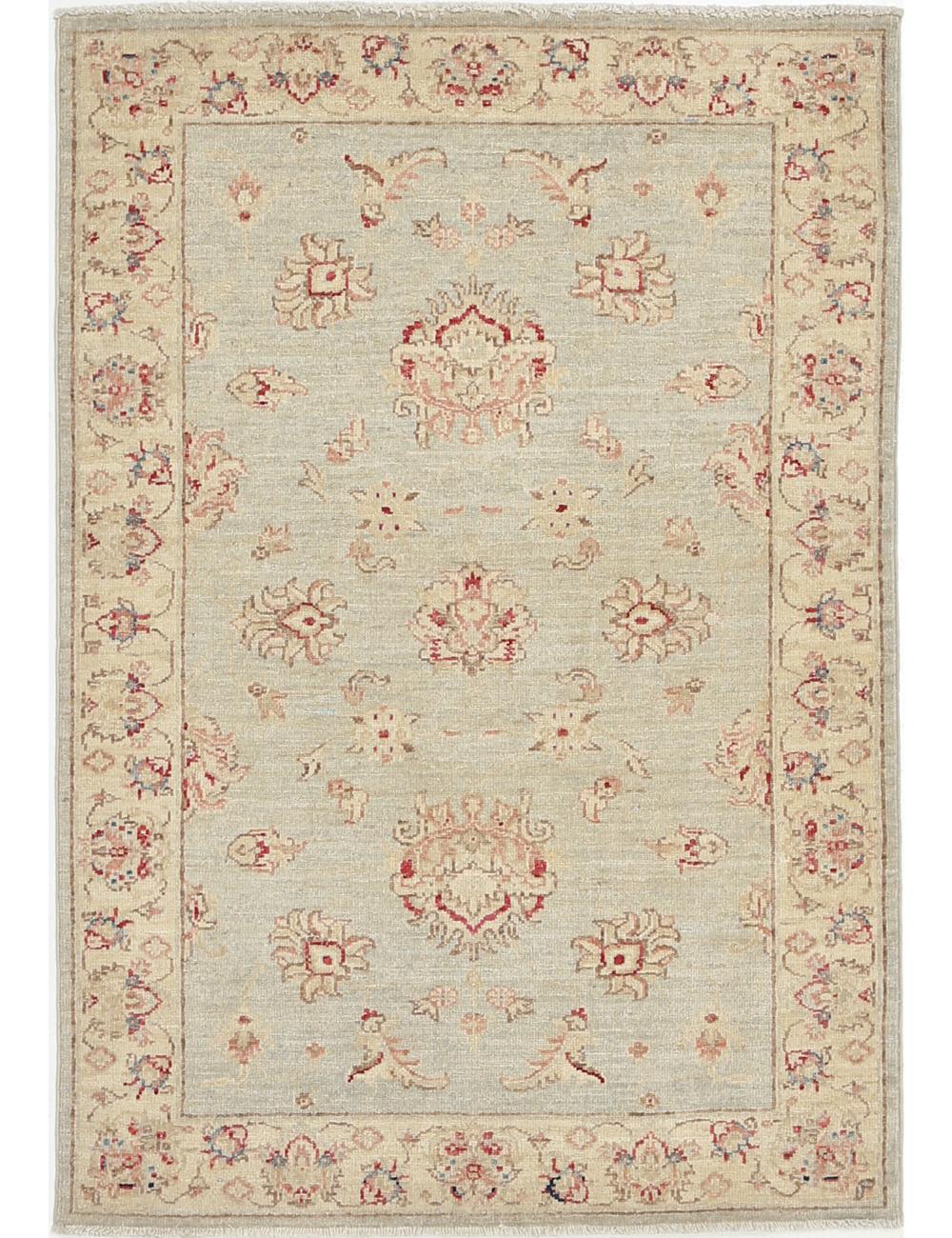 Ziegler 2' 11" X 4' 3" Hand-Knotted Wool Rug 2' 11" X 4' 3" (89 X 130) / Blue / Ivory