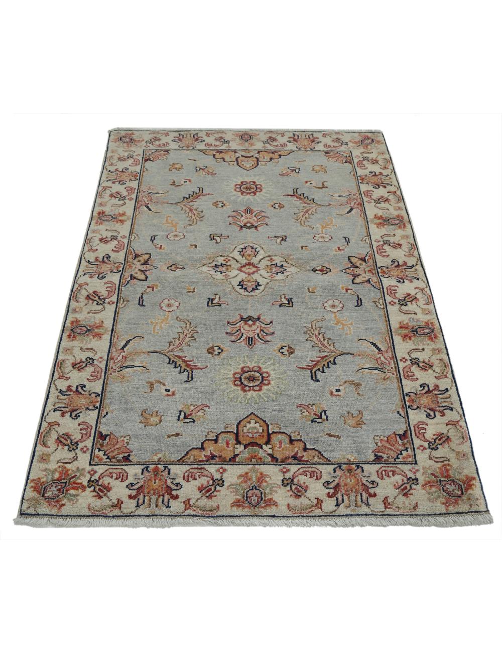 Ziegler 2' 11" X 4' 3" Hand-Knotted Wool Rug 2' 11" X 4' 3" (89 X 130) / Blue / Ivory