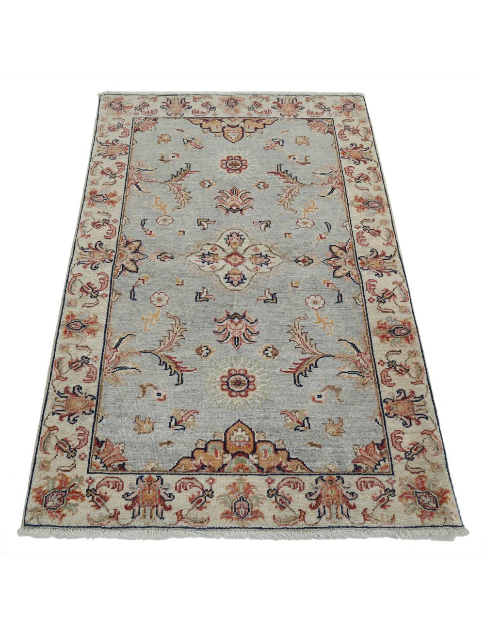 Ziegler 2' 11" X 4' 3" Hand-Knotted Wool Rug 2' 11" X 4' 3" (89 X 130) / Blue / Ivory