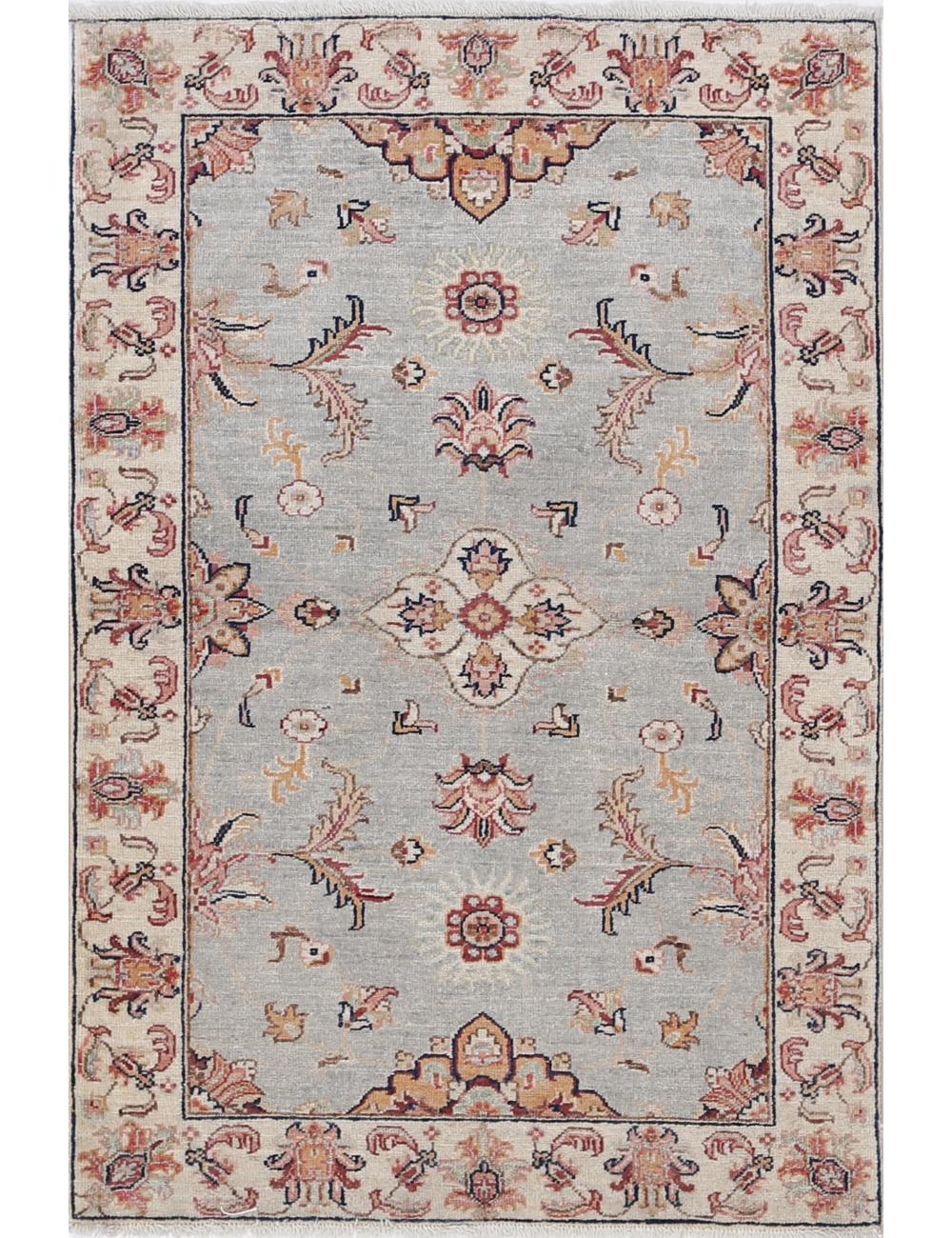 Ziegler 2' 11" X 4' 3" Hand-Knotted Wool Rug 2' 11" X 4' 3" (89 X 130) / Blue / Ivory