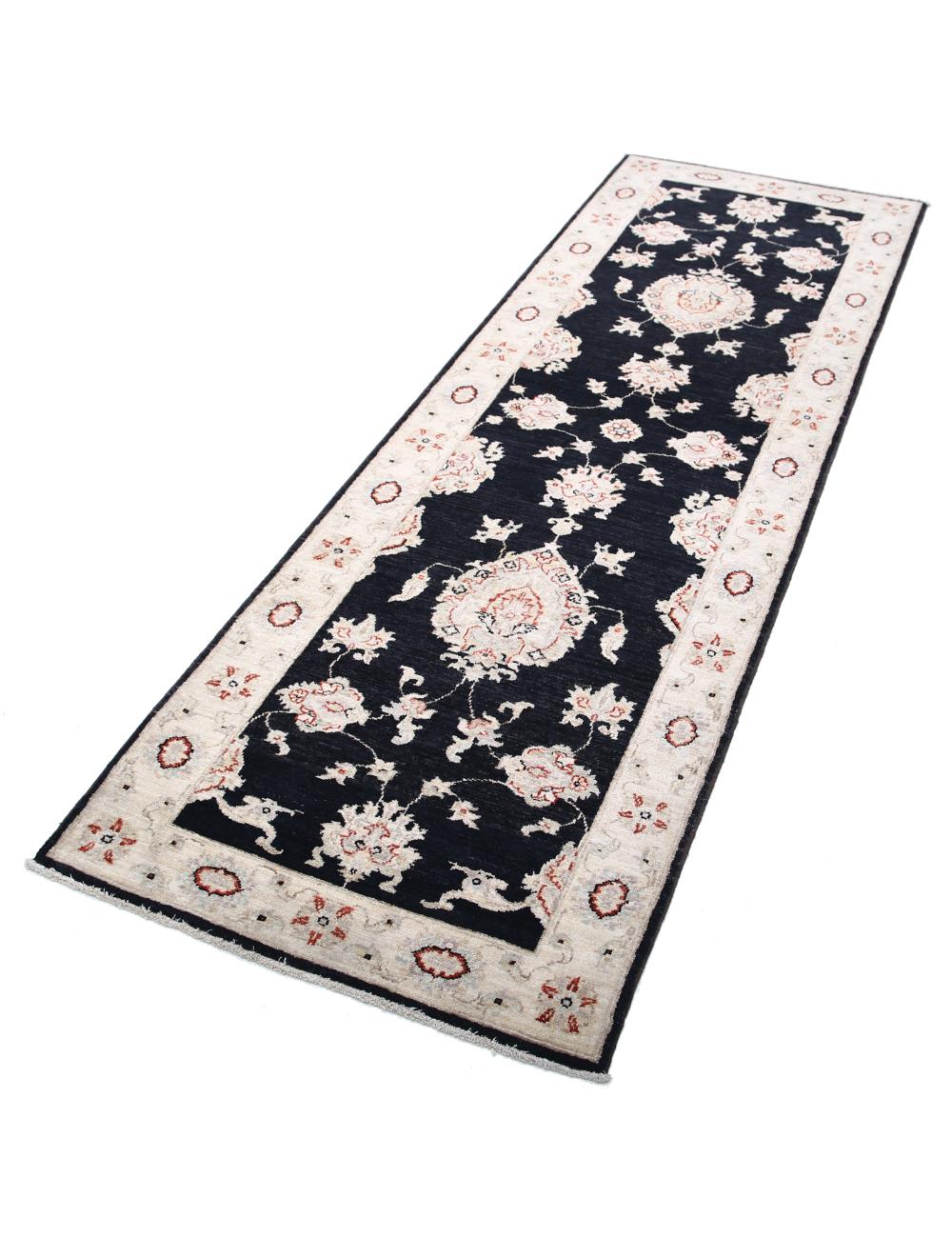 Ziegler 2' 7" X 8' 3" Hand-Knotted Wool Rug 2' 7" X 8' 3" (79 X 251) / Black / Ivory