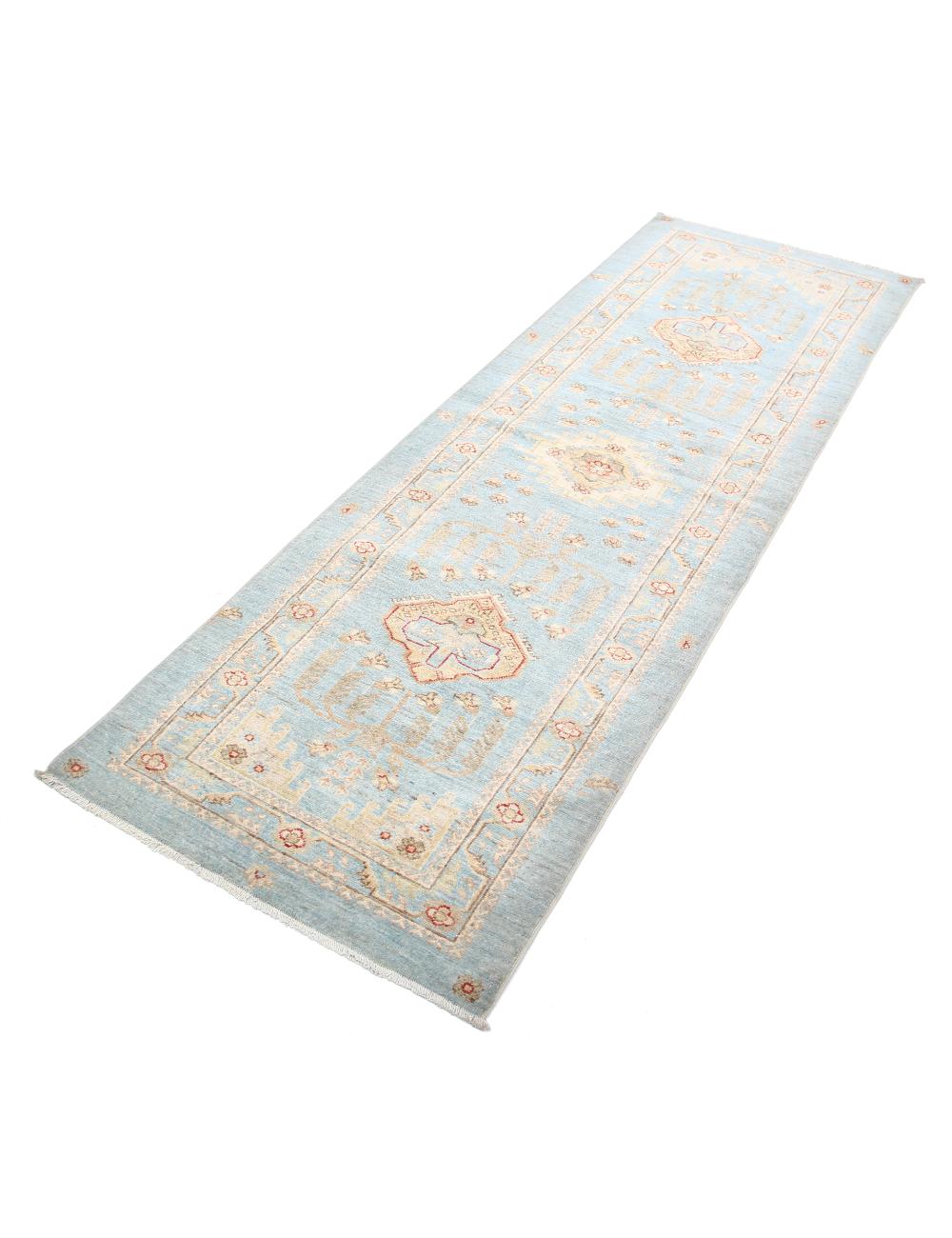 Ziegler 2' 9" X 8' 2" Hand-Knotted Wool Rug 2' 9" X 8' 2" (84 X 249) / Blue / Ivory