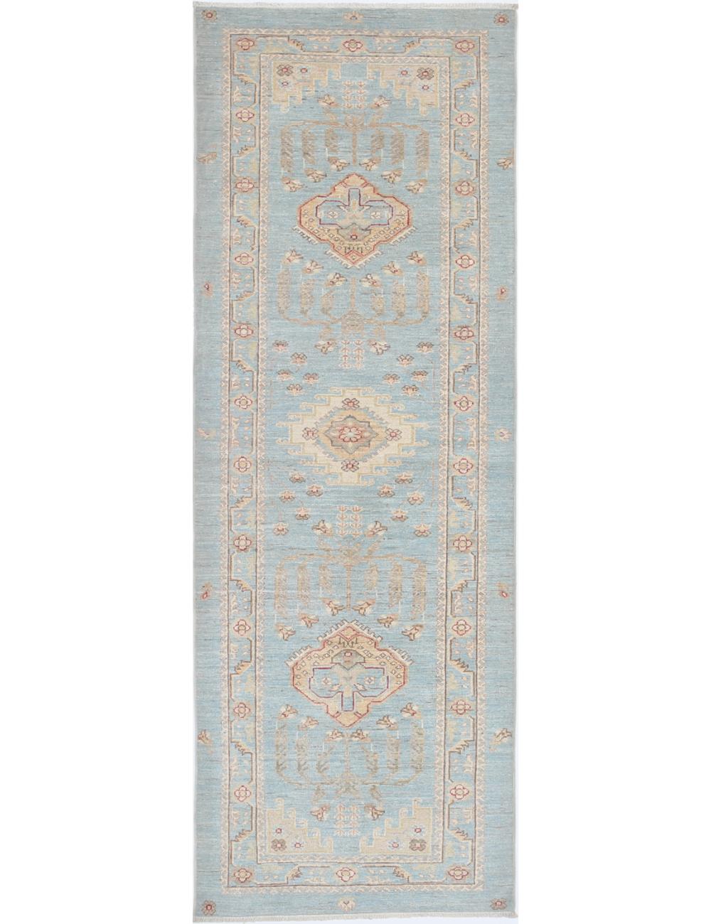 Ziegler 2' 9" X 8' 2" Hand-Knotted Wool Rug 2' 9" X 8' 2" (84 X 249) / Blue / Ivory