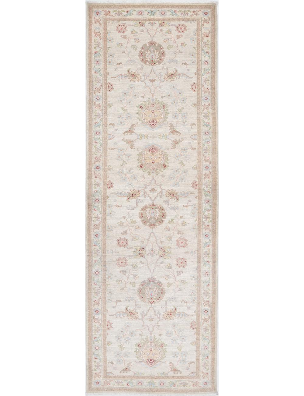 Ziegler 2' 8" X 8' 4" Hand-Knotted Wool Rug 2' 8" X 8' 4" (81 X 254) / Ivory / Blue