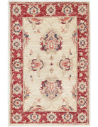 Ziegler 1' 11" X 2' 11" Hand-Knotted Wool Rug 1' 11" X 2' 11" (58 X 89) / Ivory / Red