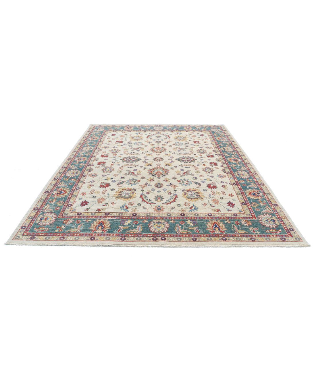 Ziegler 8'0'' X 9'6'' Hand-Knotted Wool Rug 8'0'' x 9'6'' (240 X 285) / Ivory / Green