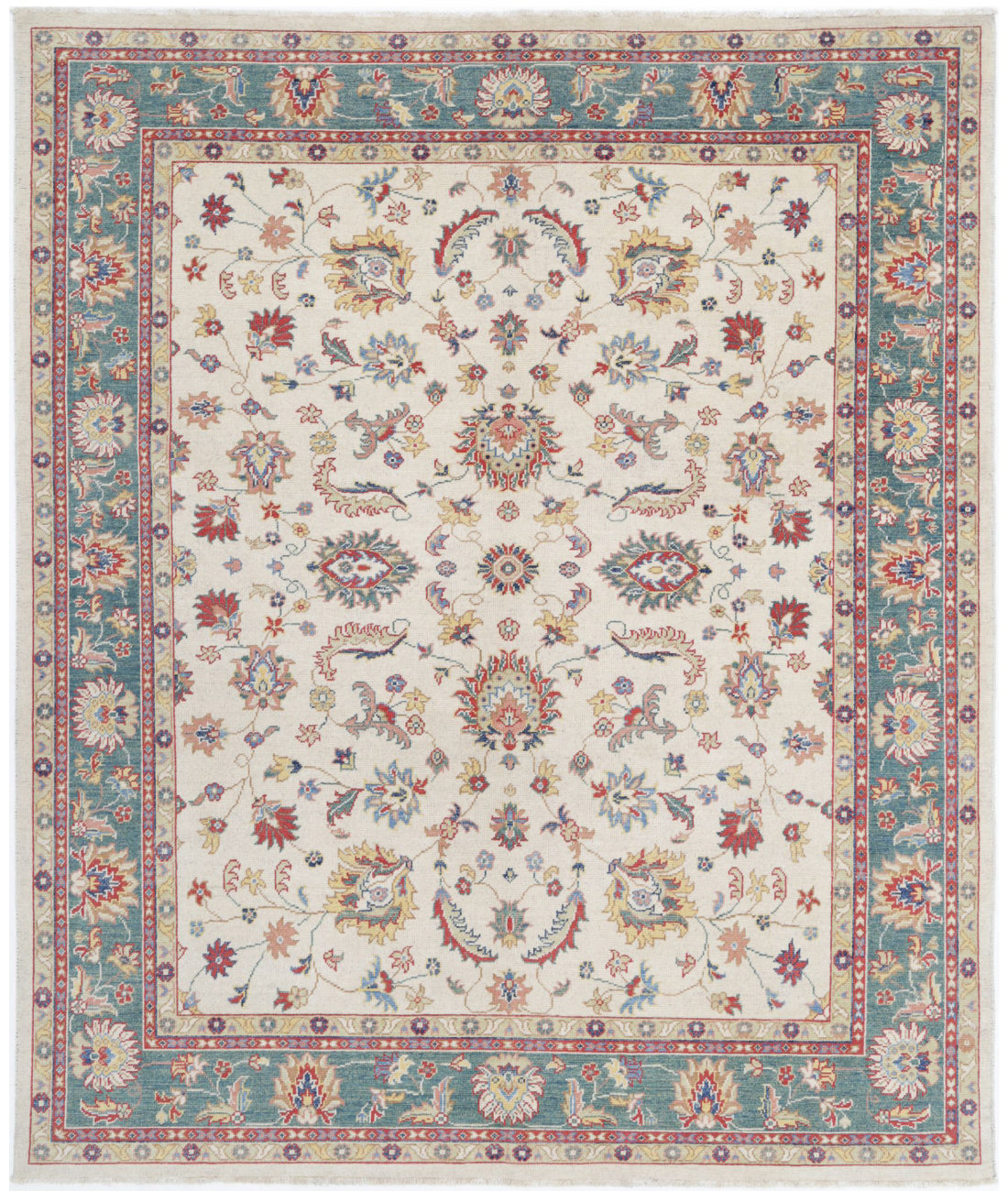 Ziegler 8'0'' X 9'6'' Hand-Knotted Wool Rug 8'0'' x 9'6'' (240 X 285) / Ivory / Green