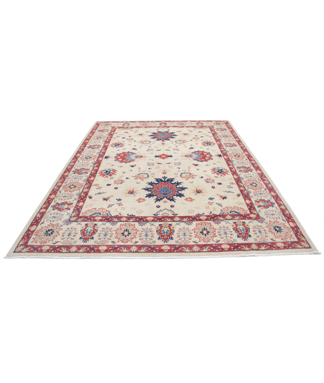 Ziegler 8'0'' X 10'0'' Hand-Knotted Wool Rug 8'0'' x 10'0'' (240 X 300) / Ivory / Red