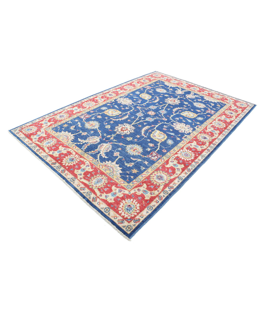 Ziegler 6'2'' X 9'2'' Hand-Knotted Wool Rug 6'2'' x 9'2'' (185 X 275) / Blue / Red