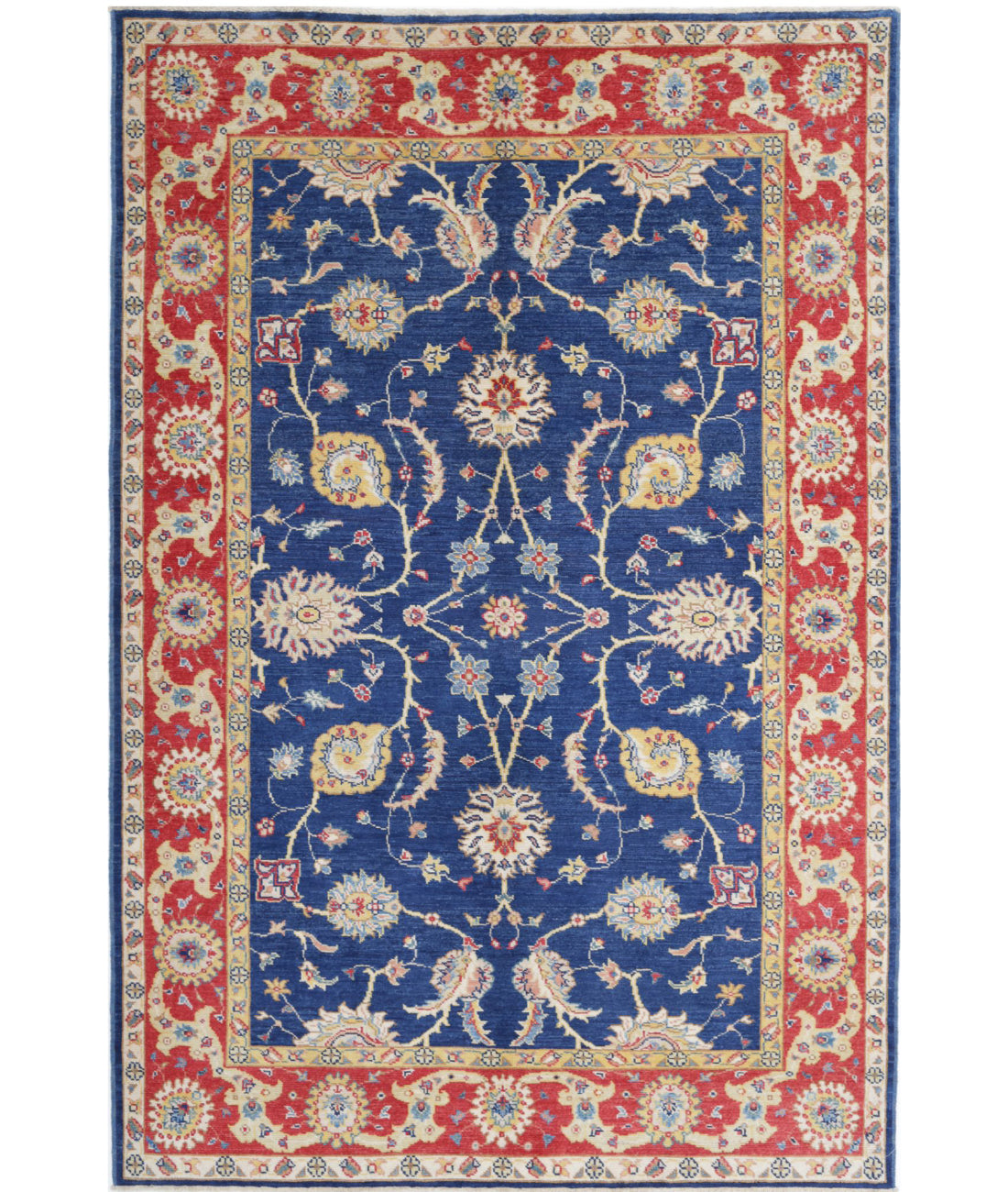 Ziegler 6'2'' X 9'2'' Hand-Knotted Wool Rug 6'2'' x 9'2'' (185 X 275) / Blue / Red