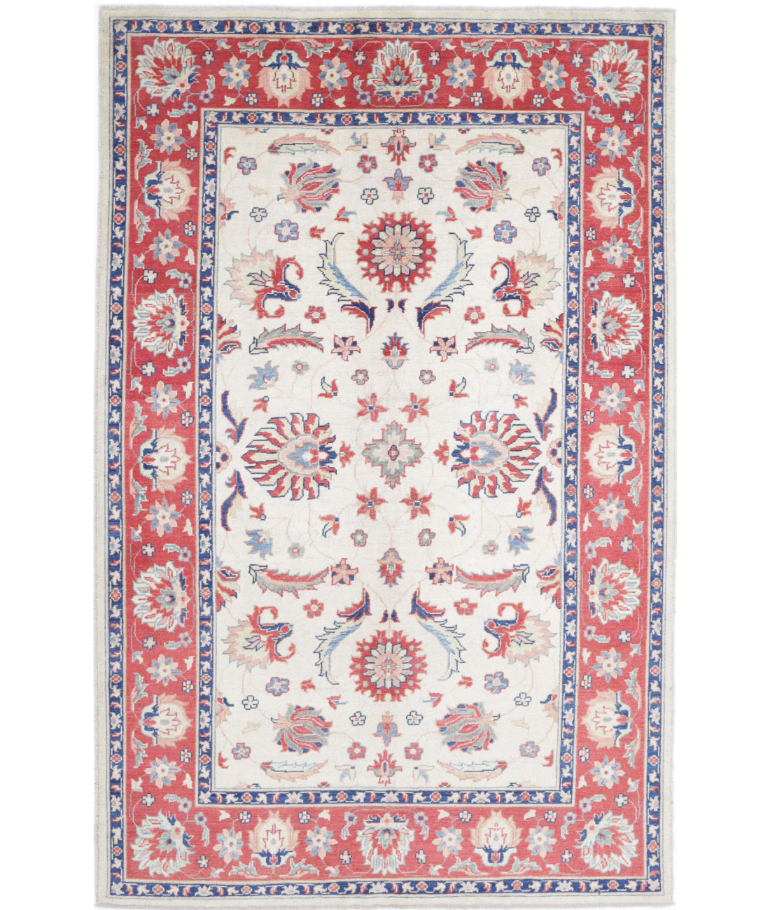 Ziegler 6'8'' X 10'5'' Hand-Knotted Wool Rug 6'8'' x 10'5'' (200 X 313) / Ivory / Red