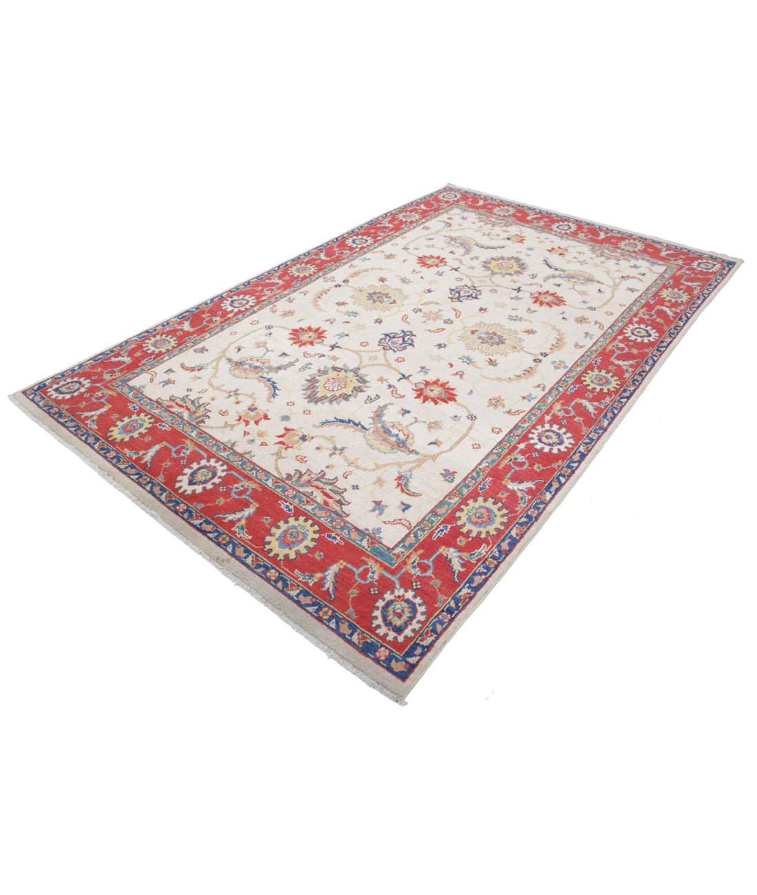 Ziegler 6'5'' X 10'2'' Hand-Knotted Wool Rug 6'5'' x 10'2'' (193 X 305) / Ivory / Red