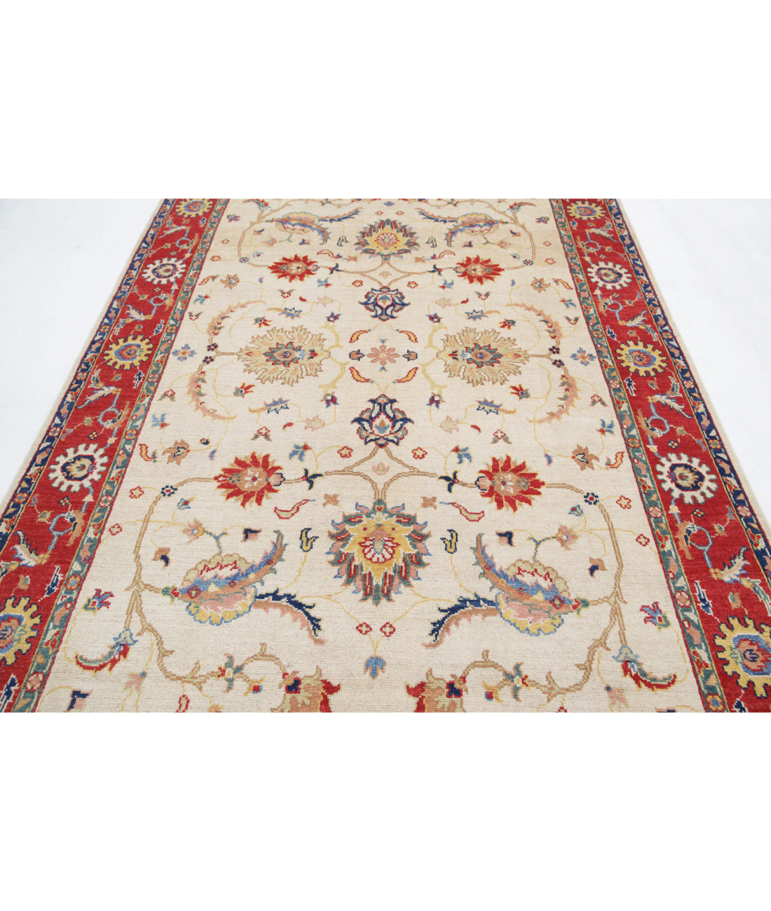 Ziegler 6'5'' X 10'2'' Hand-Knotted Wool Rug 6'5'' x 10'2'' (193 X 305) / Ivory / Red