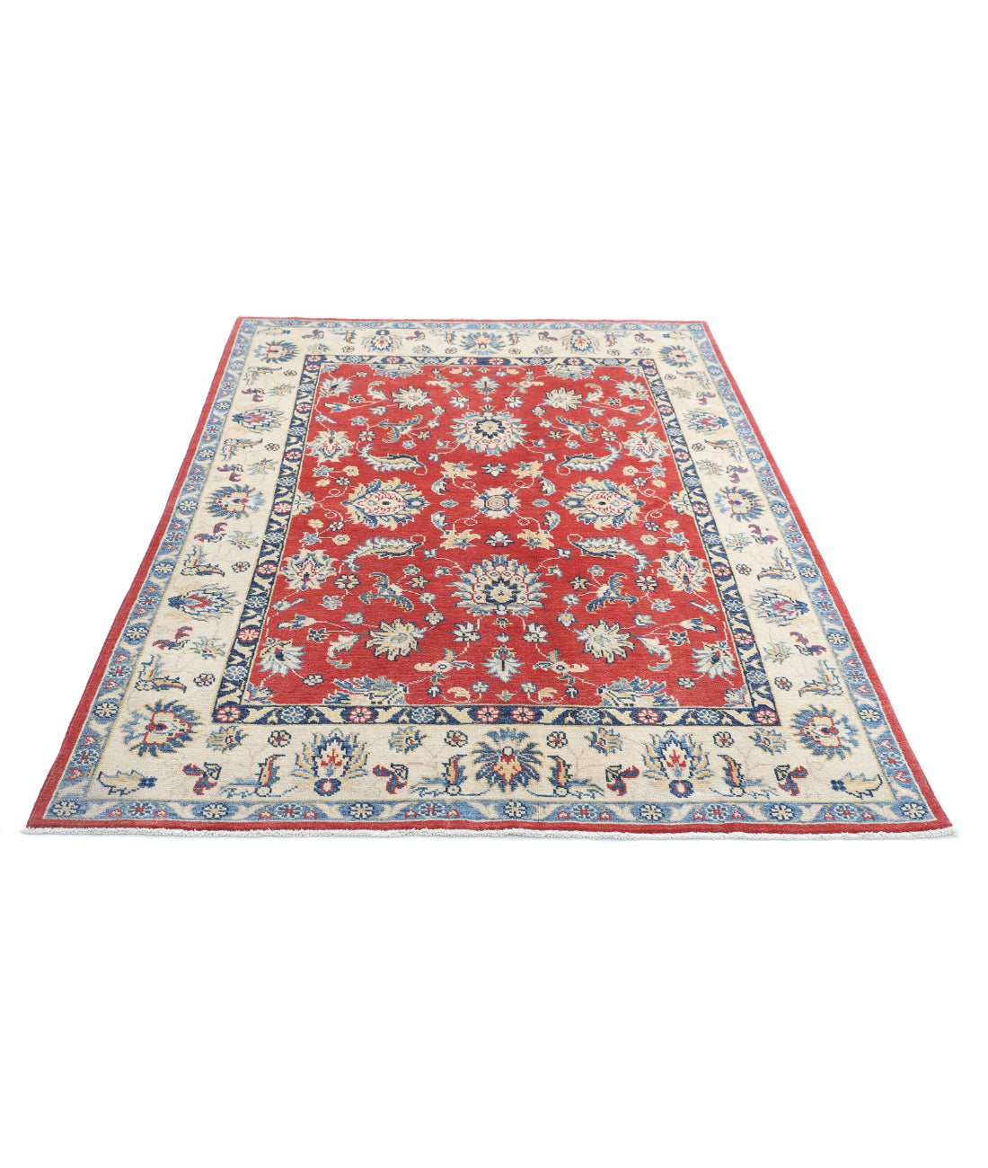 Ziegler 4'8'' X 6'10'' Hand-Knotted Wool Rug 4'8'' x 6'10'' (140 X 205) / Red / Ivory