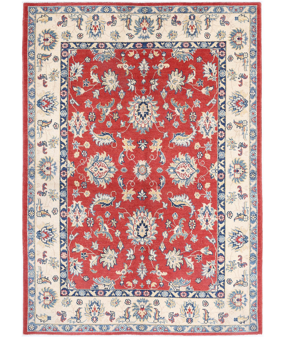 Ziegler 4'9'' X 6'9'' Hand-Knotted Wool Rug 4'9'' x 6'9'' (143 X 203) / Red / Ivory