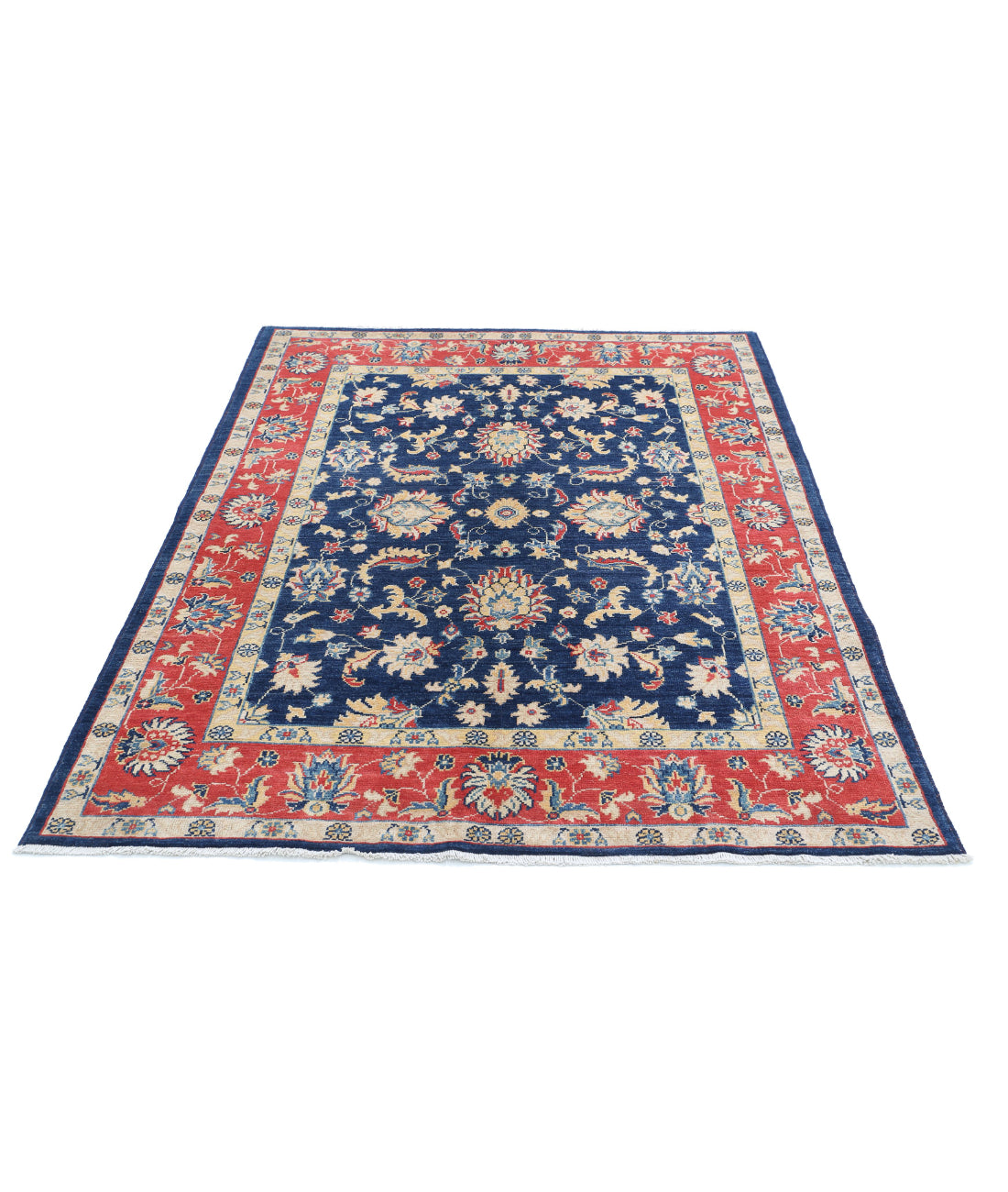 Ziegler 4'10'' X 6'4'' Hand-Knotted Wool Rug 4'10'' x 6'4'' (145 X 190) / Blue / Red