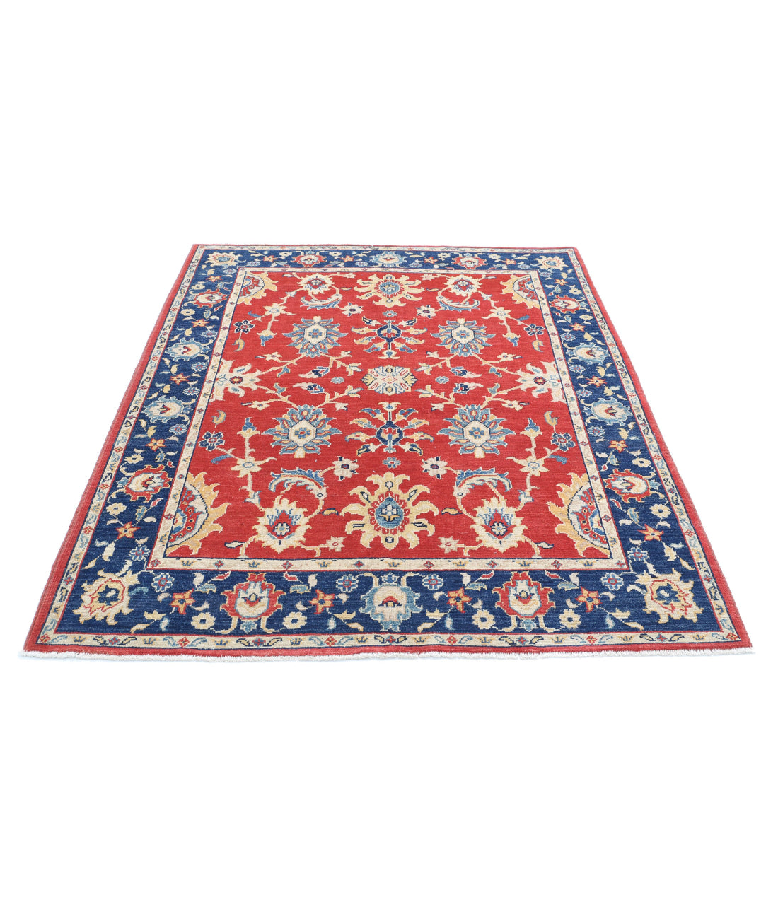 Ziegler 5'2'' X 6'6'' Hand-Knotted Wool Rug 5'2'' x 6'6'' (155 X 195) / Red / Blue