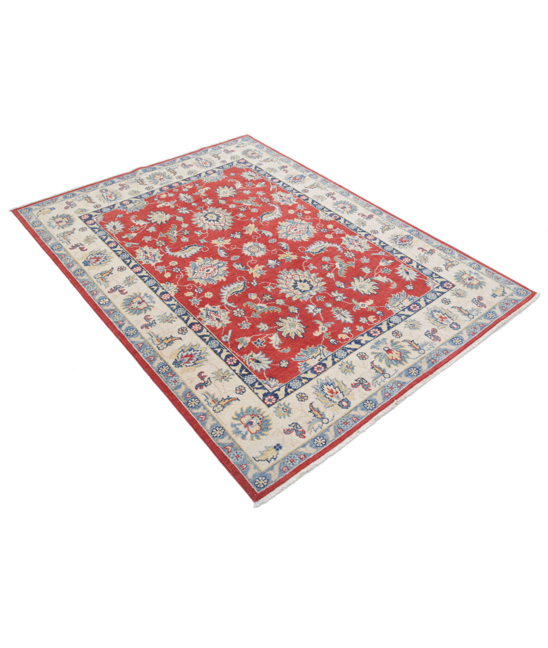 Ziegler 4'9'' X 6'5'' Hand-Knotted Wool Rug 4'9'' x 6'5'' (143 X 193) / Red / Ivory