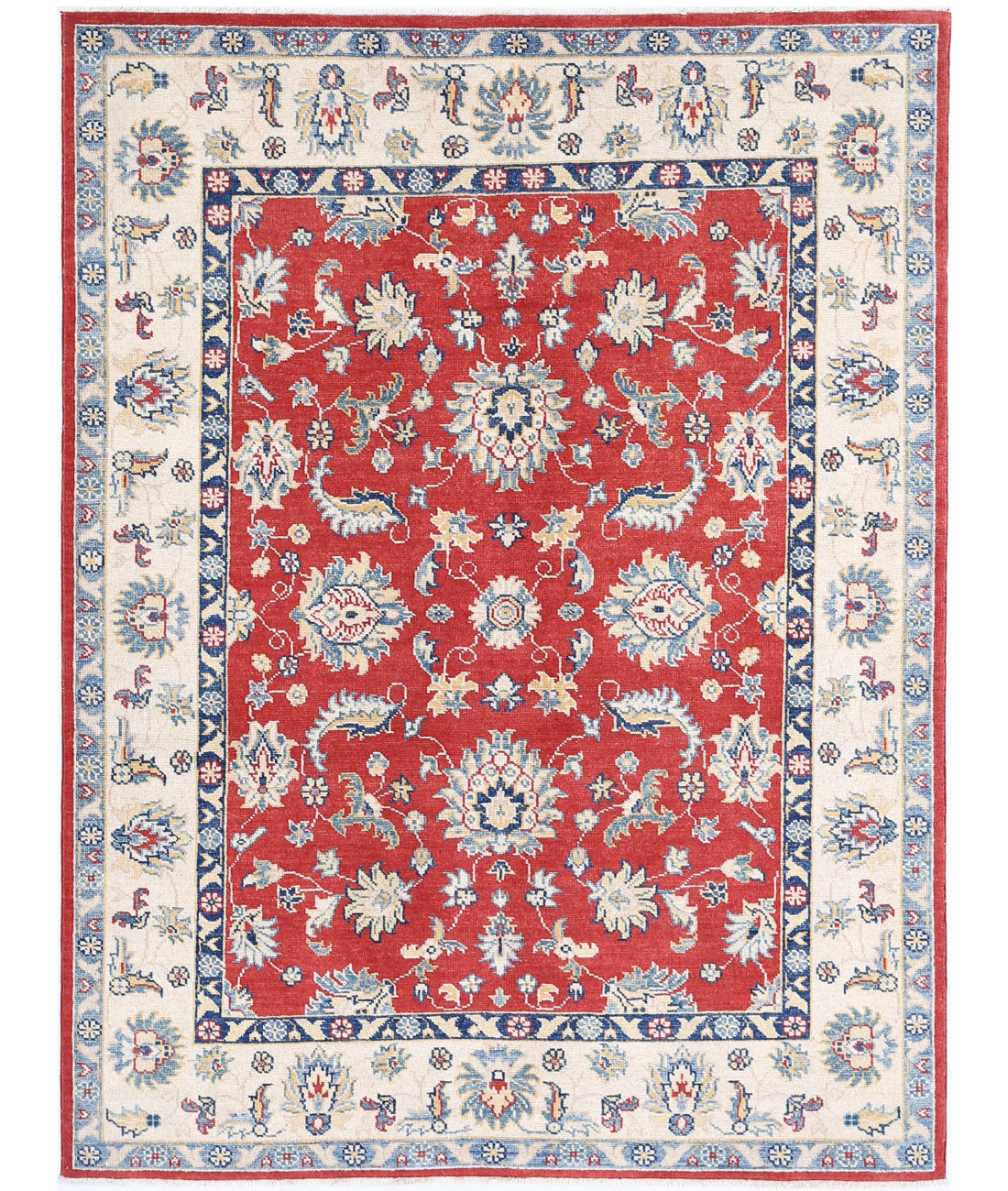 Ziegler 4'9'' X 6'5'' Hand-Knotted Wool Rug 4'9'' x 6'5'' (143 X 193) / Red / Ivory