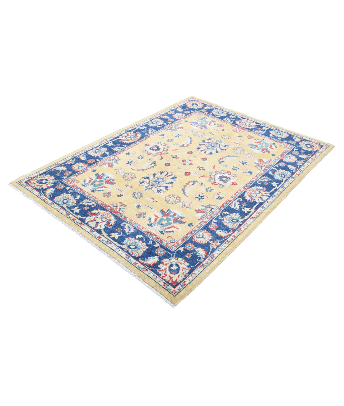 Ziegler 4'9'' X 6'8'' Hand-Knotted Wool Rug 4'9'' x 6'8'' (143 X 200) / Gold / Blue