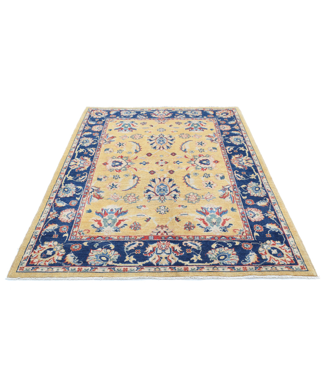 Ziegler 4'9'' X 6'8'' Hand-Knotted Wool Rug 4'9'' x 6'8'' (143 X 200) / Gold / Blue