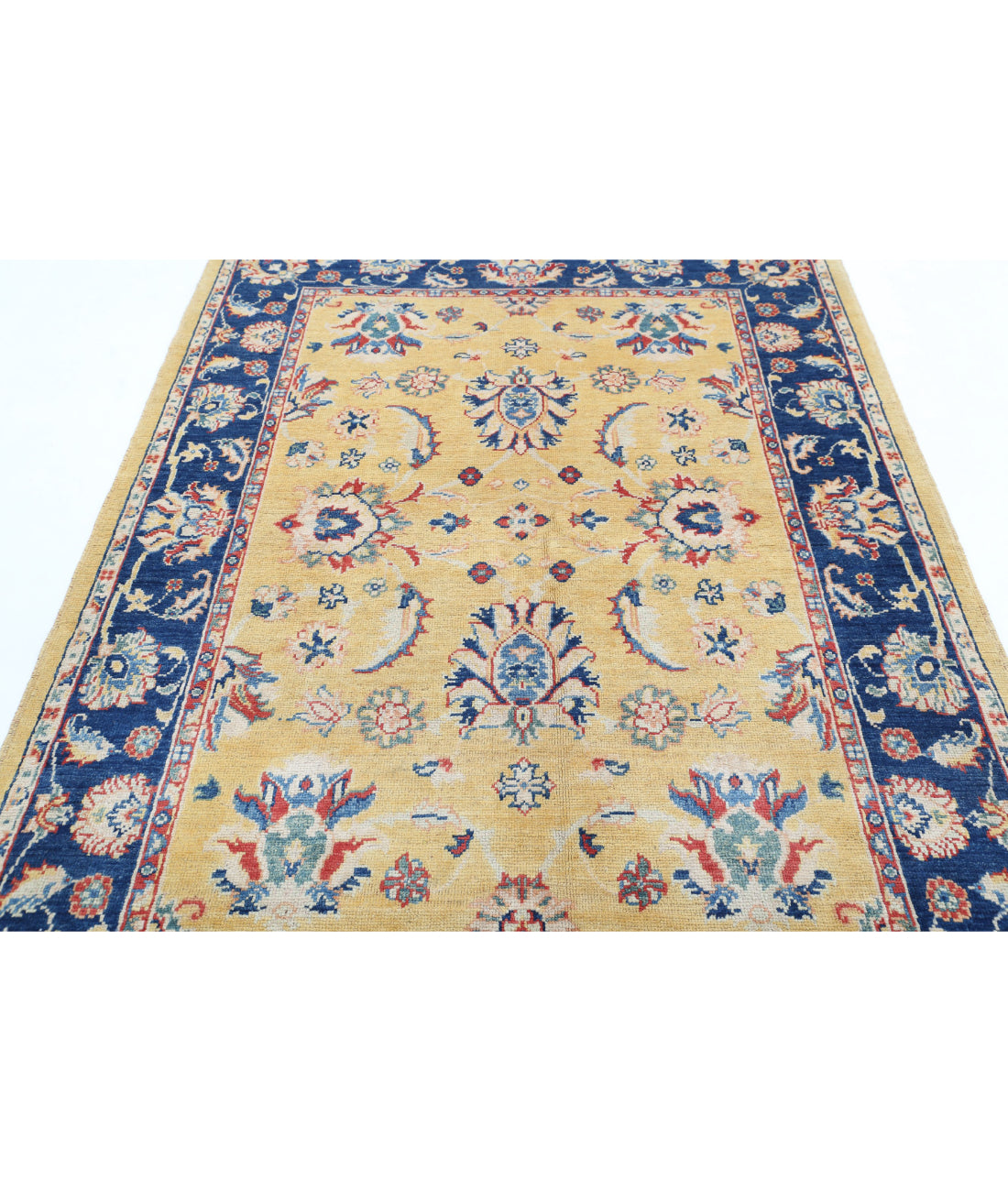 Ziegler 4'9'' X 6'8'' Hand-Knotted Wool Rug 4'9'' x 6'8'' (143 X 200) / Gold / Blue