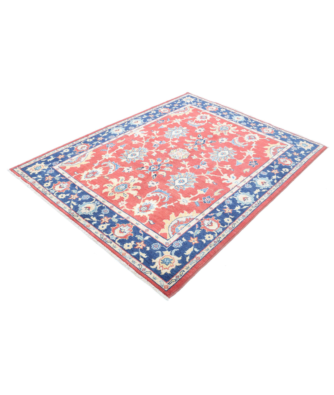 Ziegler 5'0'' X 6'5'' Hand-Knotted Wool Rug 5'0'' x 6'5'' (150 X 193) / Red / Blue