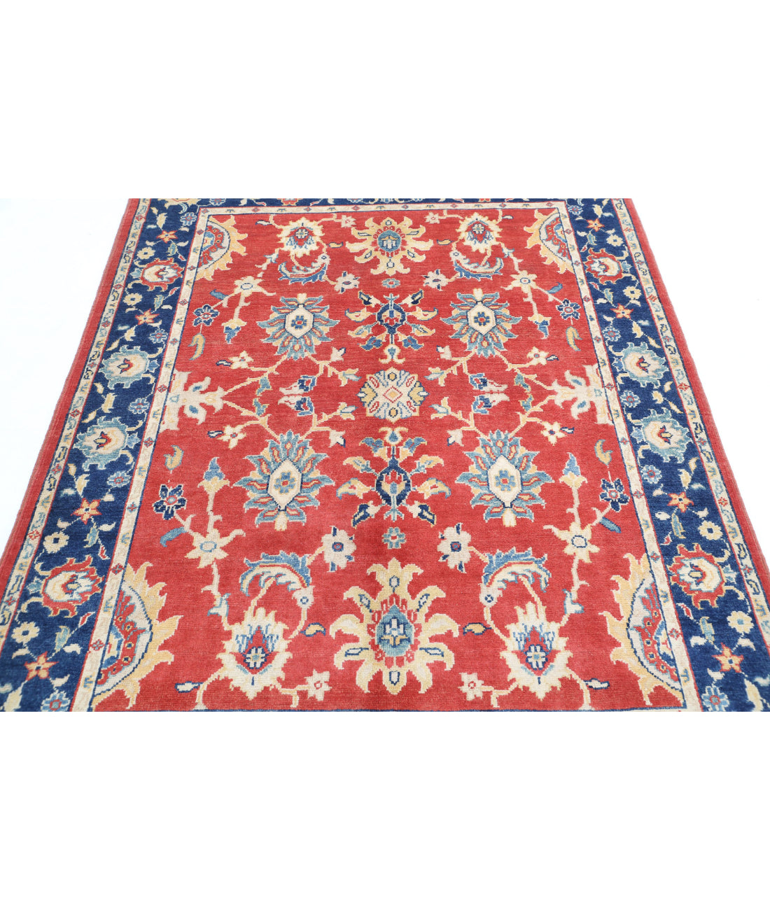 Ziegler 5'0'' X 6'5'' Hand-Knotted Wool Rug 5'0'' x 6'5'' (150 X 193) / Red / Blue