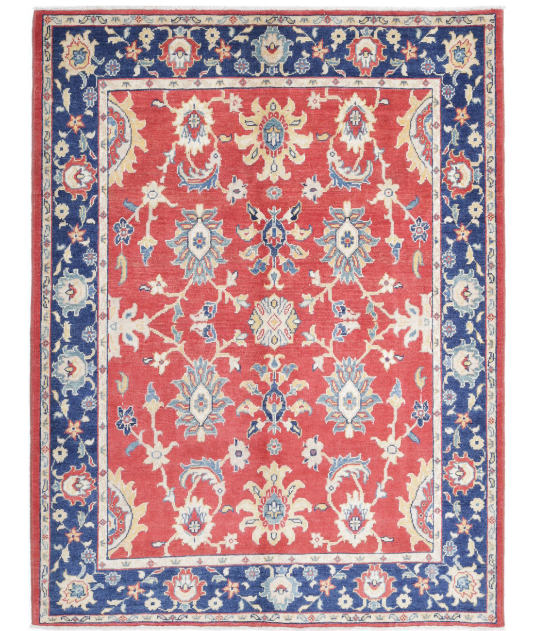 Ziegler 5'0'' X 6'5'' Hand-Knotted Wool Rug 5'0'' x 6'5'' (150 X 193) / Red / Blue