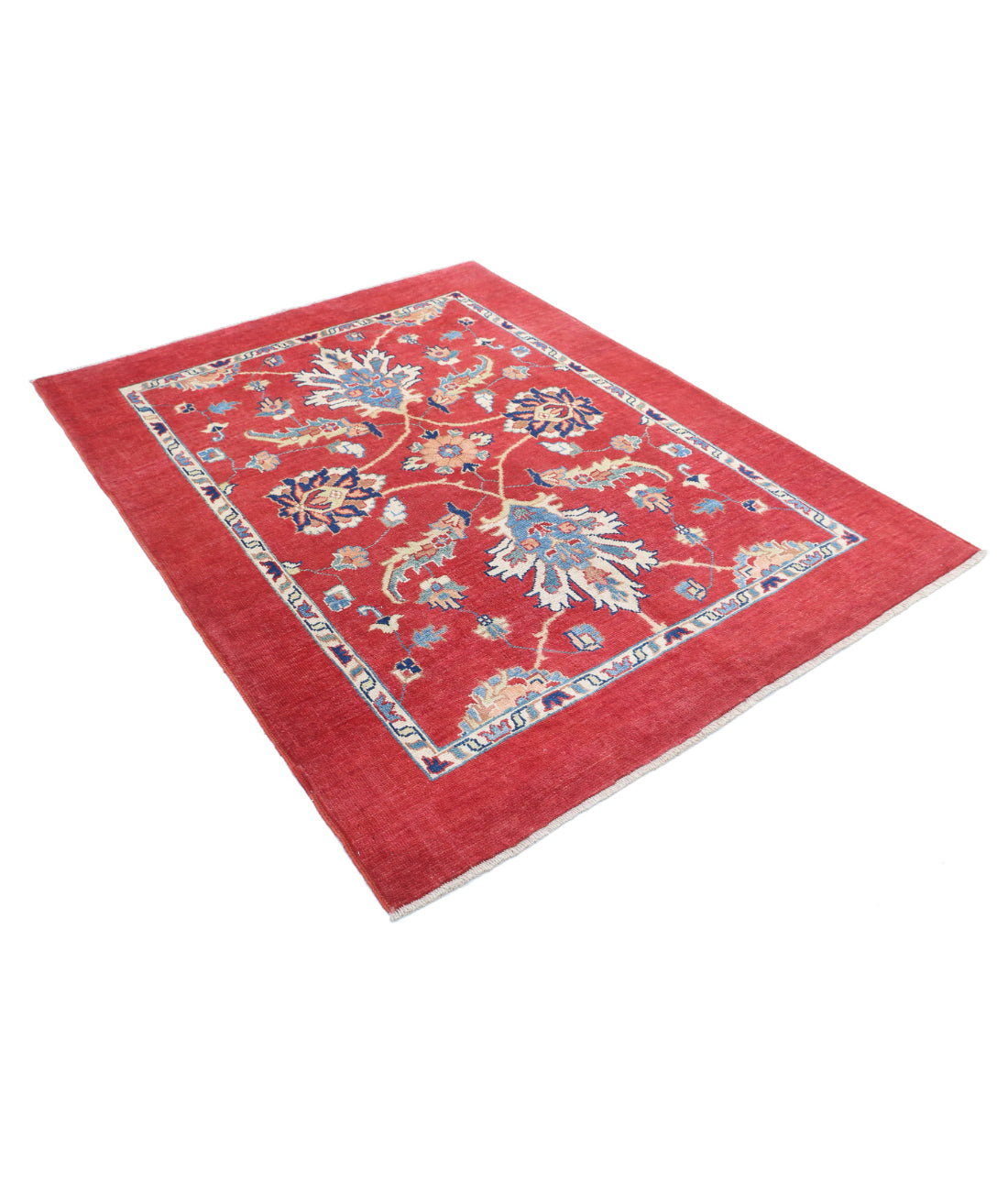 Ziegler 5'1'' X 6'7'' Hand-Knotted Wool Rug 5'1'' x 6'7'' (153 X 198) / Red / Blue