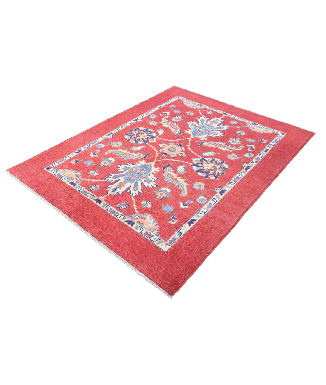 Ziegler 5'1'' X 6'7'' Hand-Knotted Wool Rug 5'1'' x 6'7'' (153 X 198) / Red / Blue