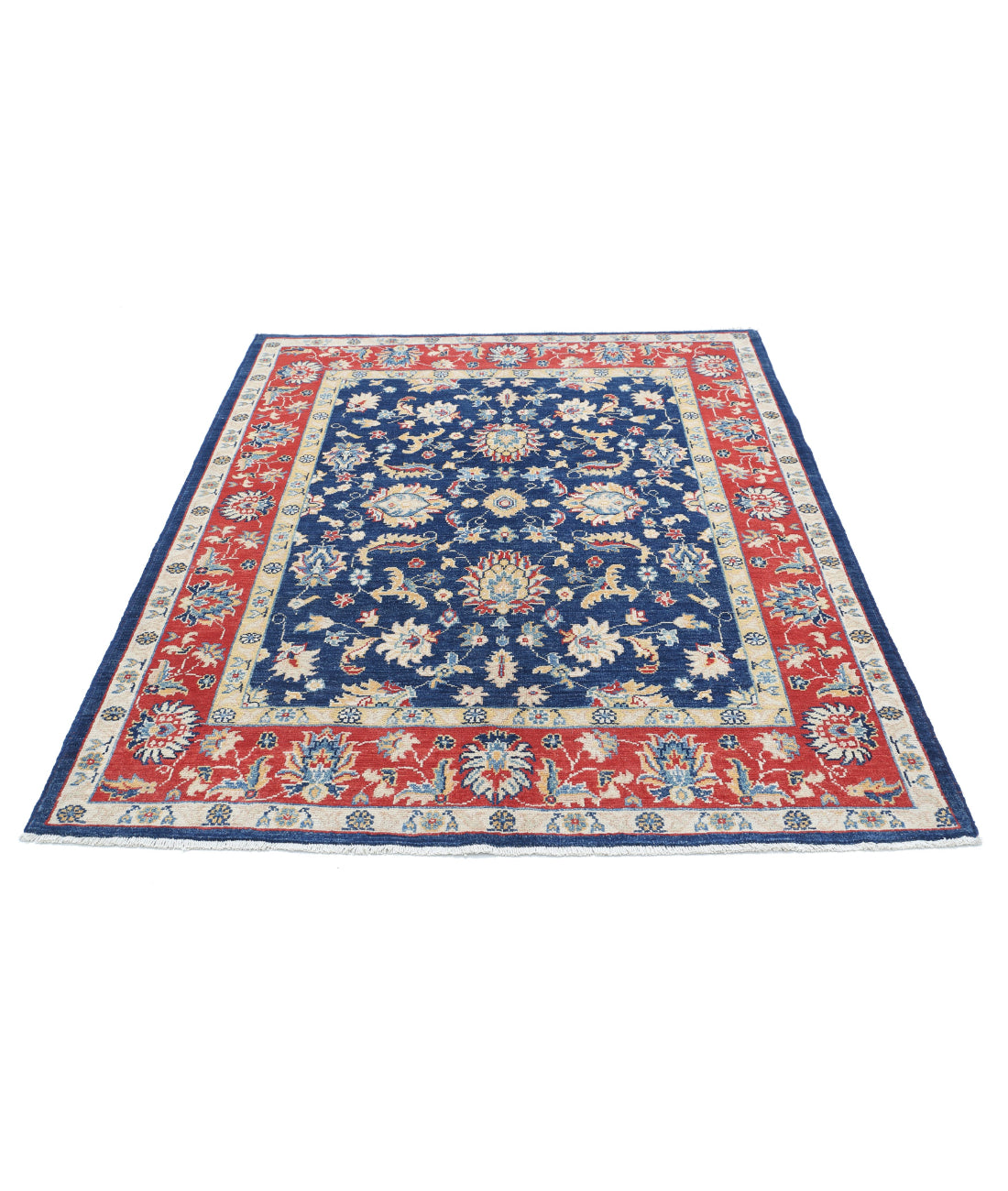 Ziegler 5'0'' X 6'4'' Hand-Knotted Wool Rug 5'0'' x 6'4'' (150 X 190) / Blue / Red