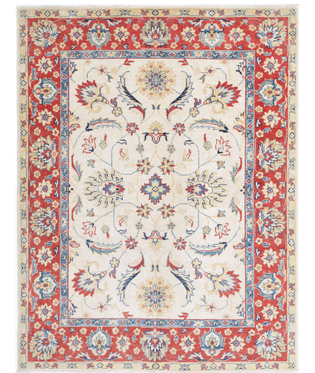 Ziegler 4'10'' X 6'4'' Hand-Knotted Wool Rug 4'10'' x 6'4'' (145 X 190) / Ivory / Red