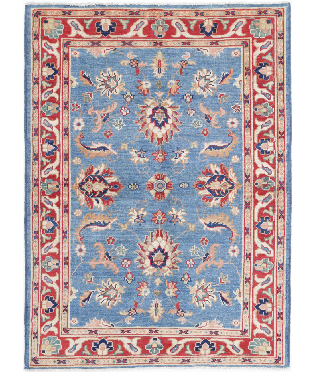 Ziegler 4'1'' X 5'11'' Hand-Knotted Wool Rug 4'1'' x 5'11'' (123 X 178) / Blue / Red