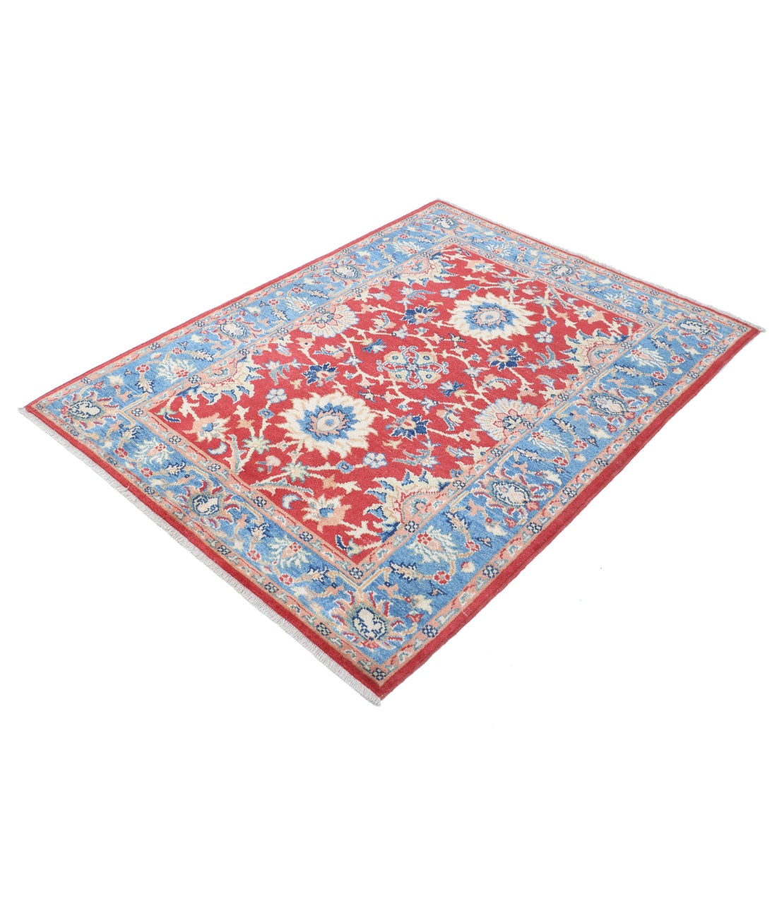 Ziegler 4'2'' X 5'10'' Hand-Knotted Wool Rug 4'2'' x 5'10'' (125 X 175) / Red / Blue