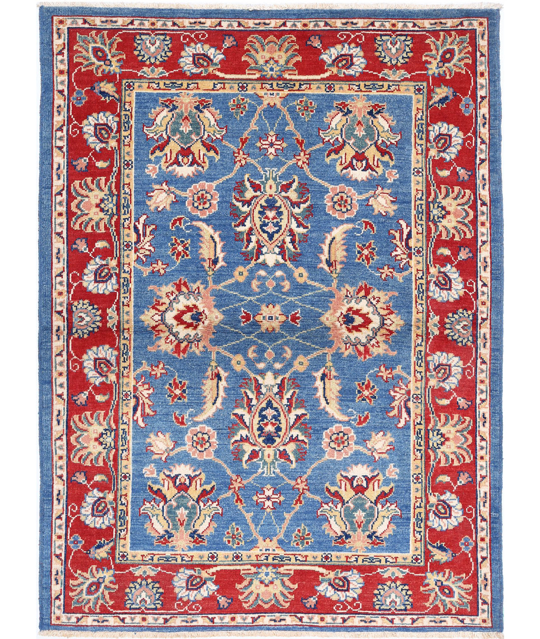 Ziegler 4'2'' X 5'10'' Hand-Knotted Wool Rug 4'2'' x 5'10'' (125 X 175) / Blue / Red