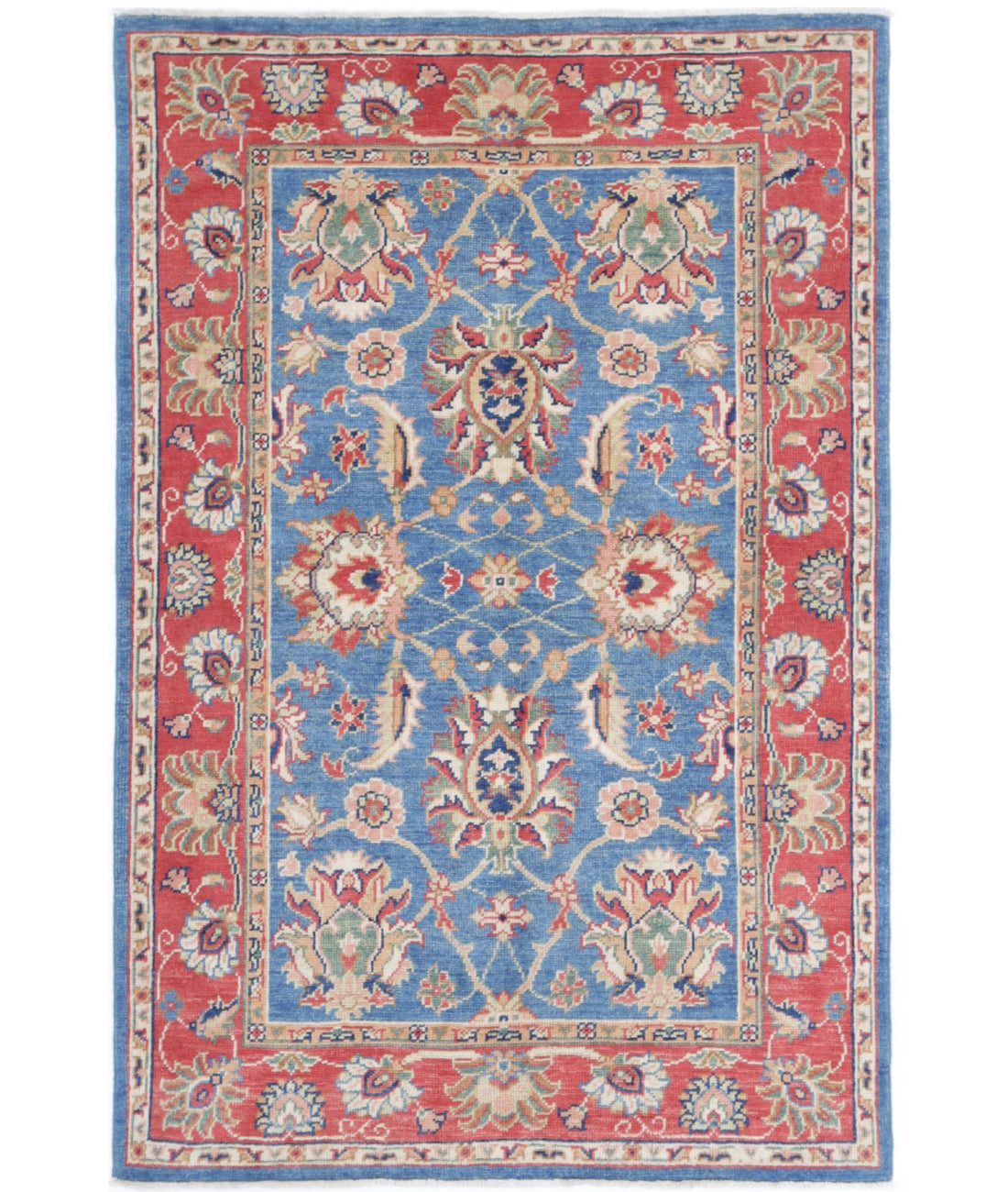 Ziegler 4'1'' X 6'3'' Hand-Knotted Wool Rug 4'1'' x 6'3'' (123 X 188) / Blue / Rust