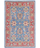 Ziegler 4'1'' X 6'3'' Hand-Knotted Wool Rug 4'1'' x 6'3'' (123 X 188) / Blue / Rust