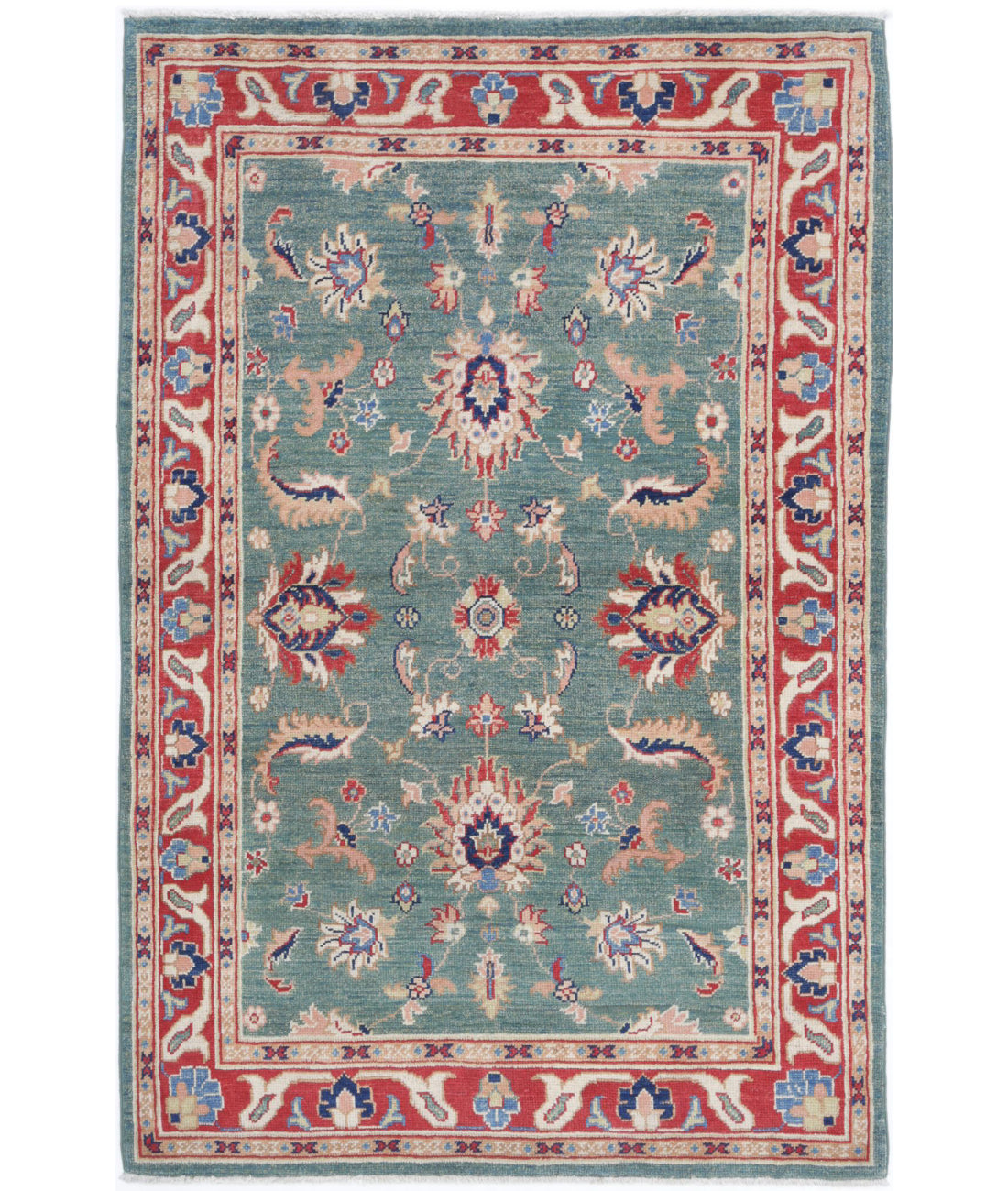 Ziegler 3'10'' X 6'3'' Hand-Knotted Wool Rug 3'10'' x 6'3'' (115 X 188) / Green / Red