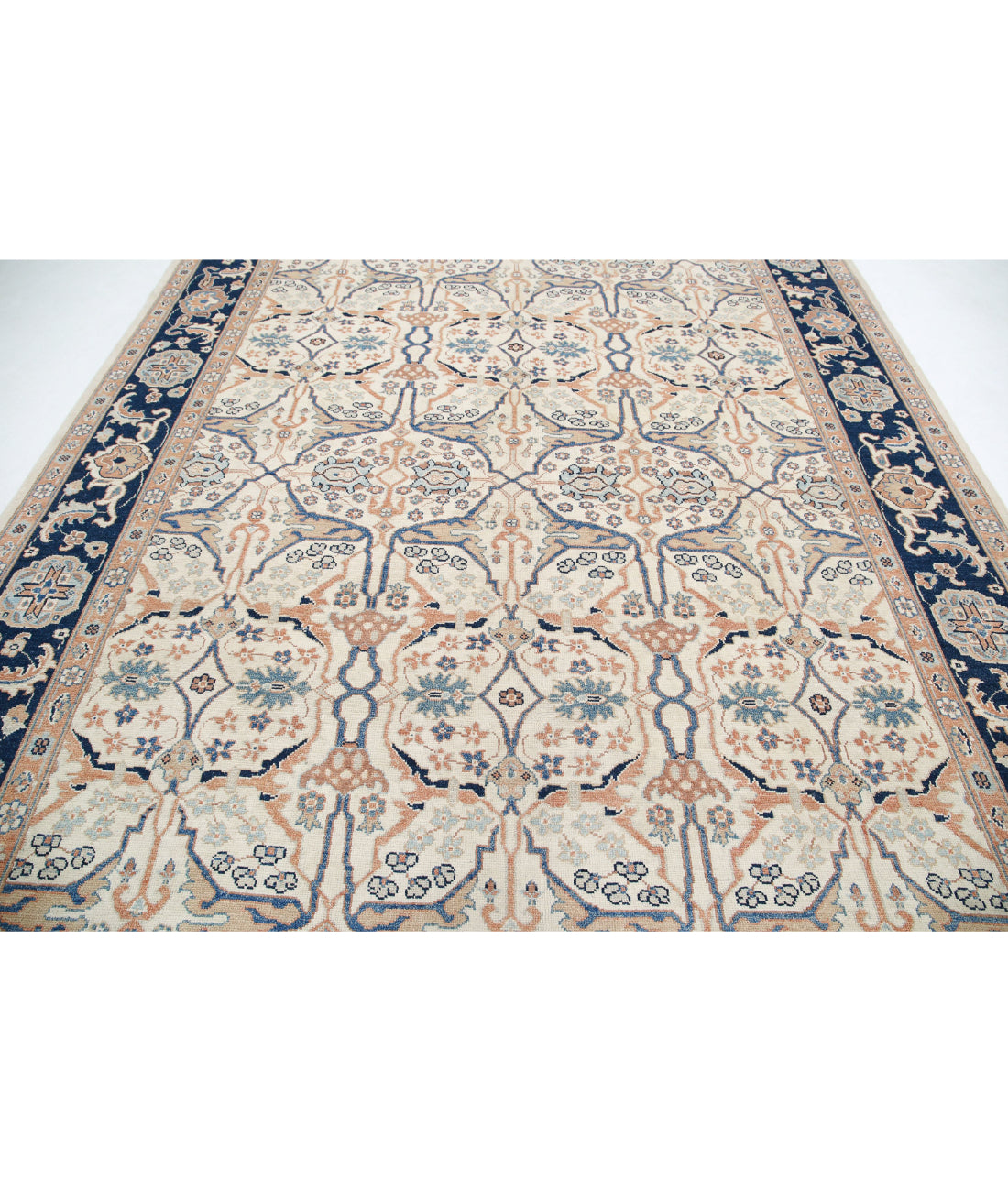Ziegler 8'11'' X 11'5'' Hand-Knotted Wool Rug 8'11'' x 11'5'' (268 X 343) / Ivory / Blue