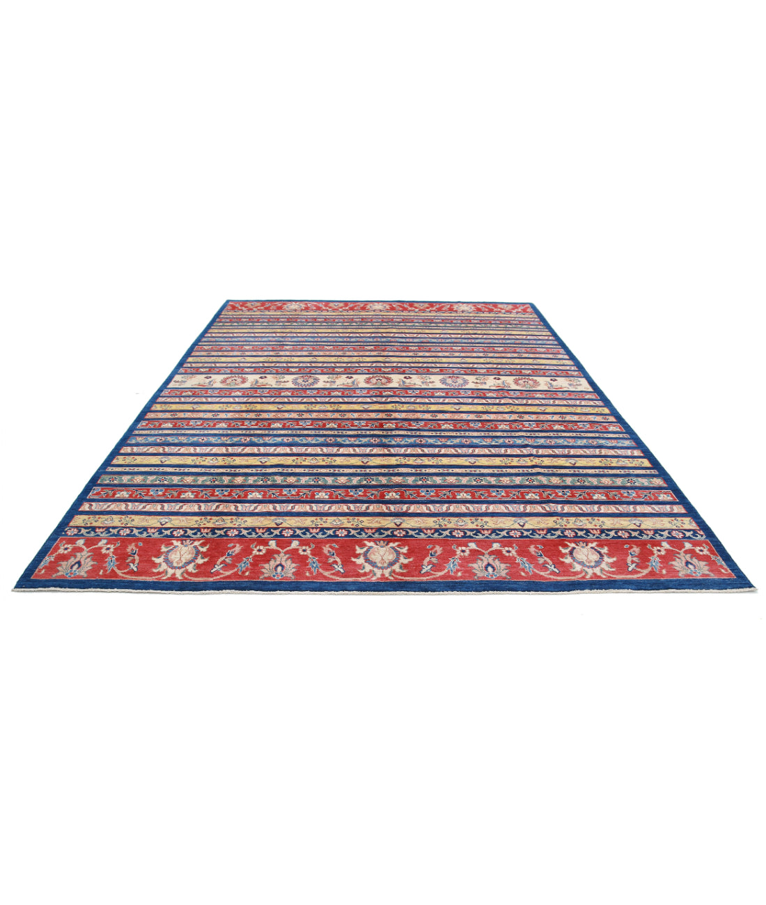 Khurjeen 9'0'' X 11'7'' Hand-Knotted Wool Rug 9'0'' x 11'7'' (270 X 348) / Blue / Red