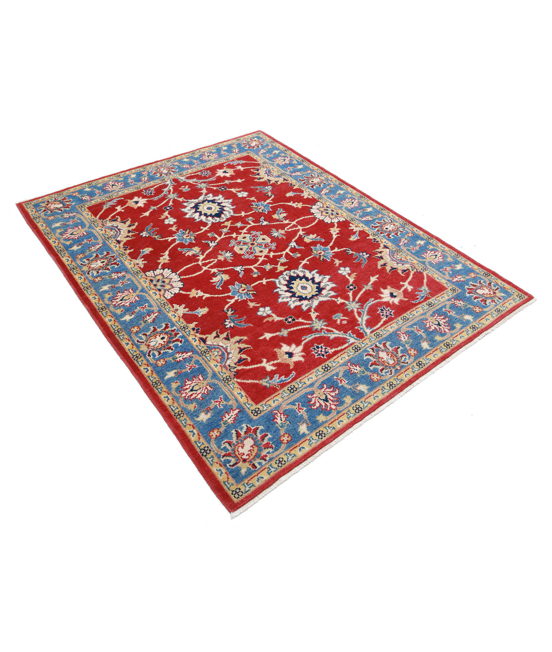 Ziegler 5'0'' X 6'3'' Hand-Knotted Wool Rug 5'0'' x 6'3'' (150 X 188) / Red / Blue