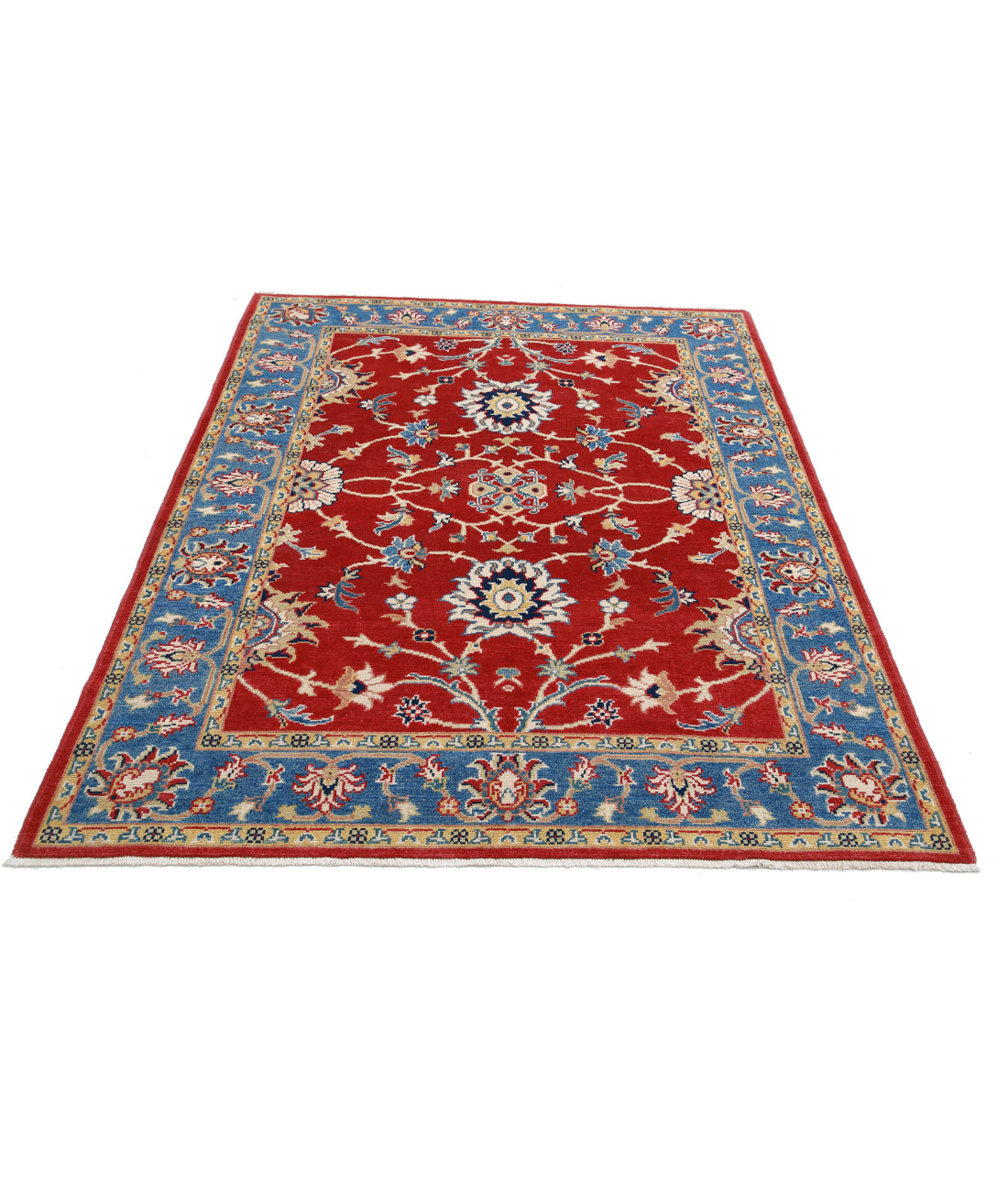 Ziegler 5'0'' X 6'3'' Hand-Knotted Wool Rug 5'0'' x 6'3'' (150 X 188) / Red / Blue